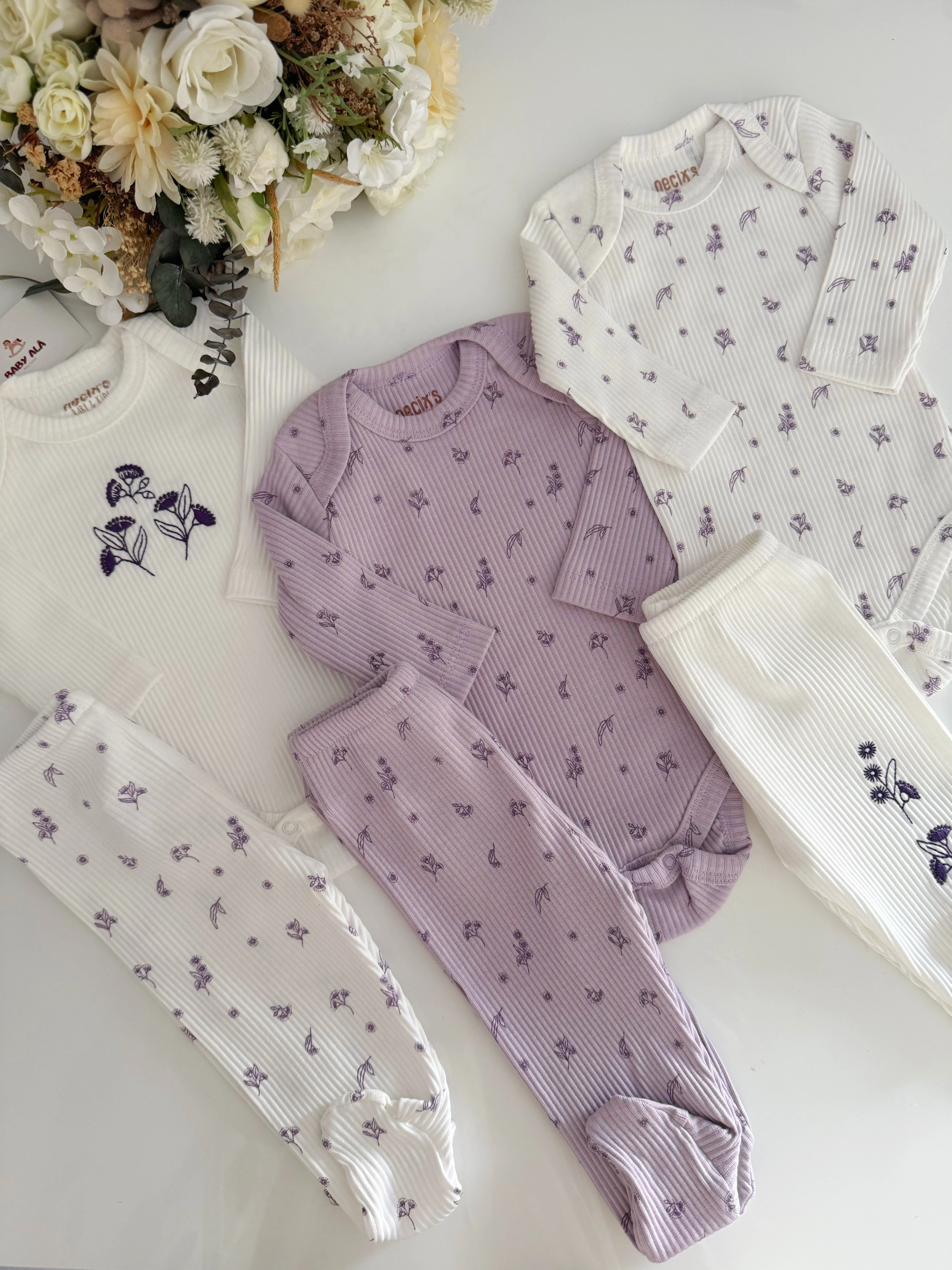 Flowers 3’lü alt üst takım set