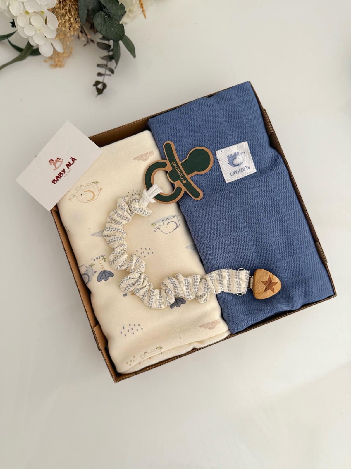 Organik 2li Elephant Battaniye Seti İndigo