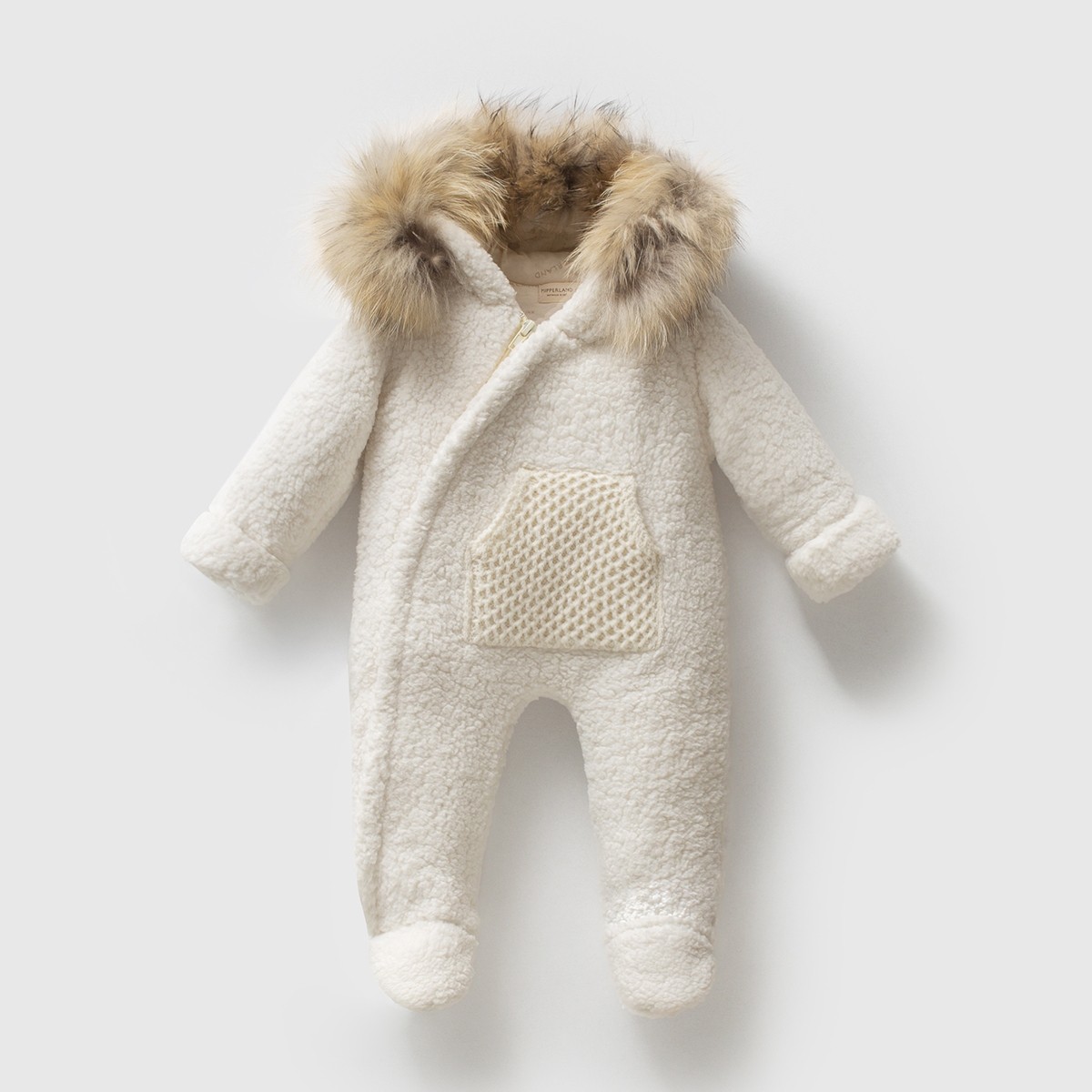 Unisex Organik Welsoft Kürklü Premium Tulum KREM