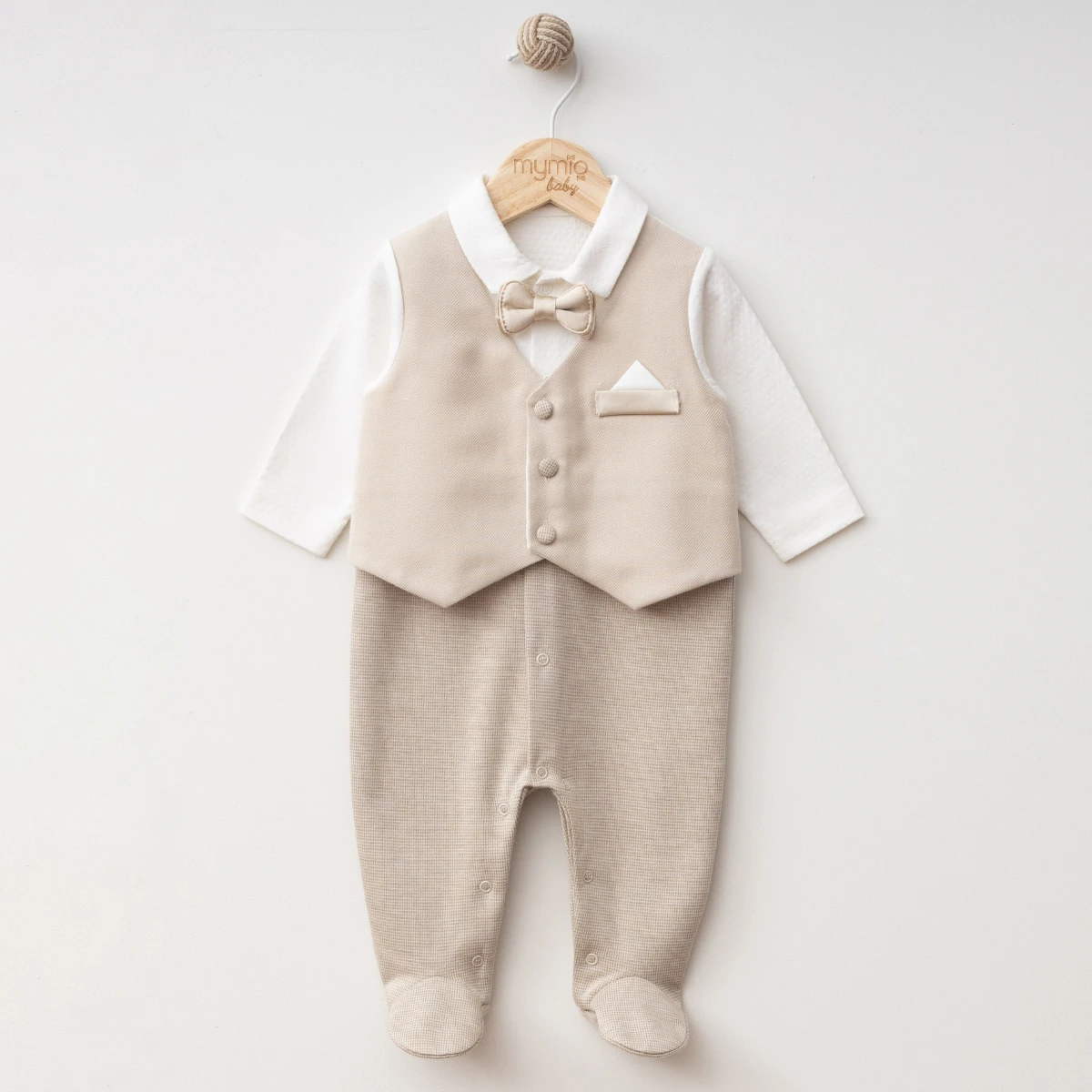 Erkek Bebek Organik Şık Papyon Tulum