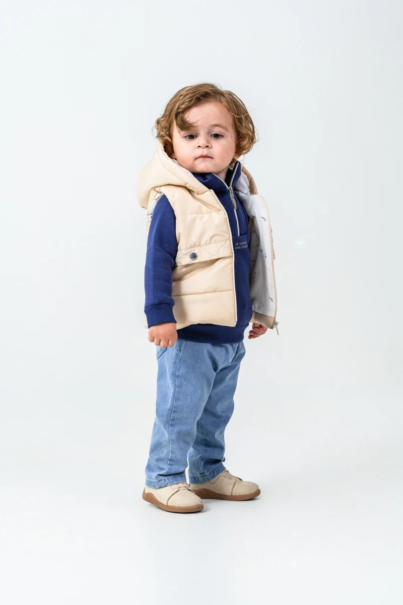 Erkek Bebek Şişme Yelekli Pantolon Takım Set 