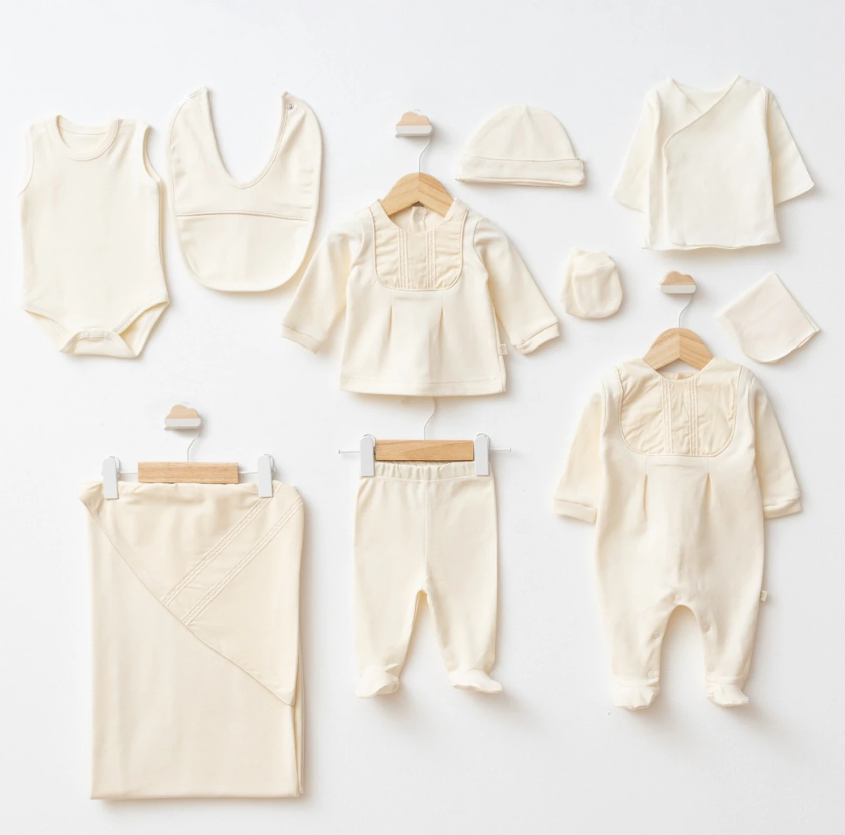 Erkek Bebek %100 Organik 0-3 Ay Şerit Nakışlı 10’lu Set