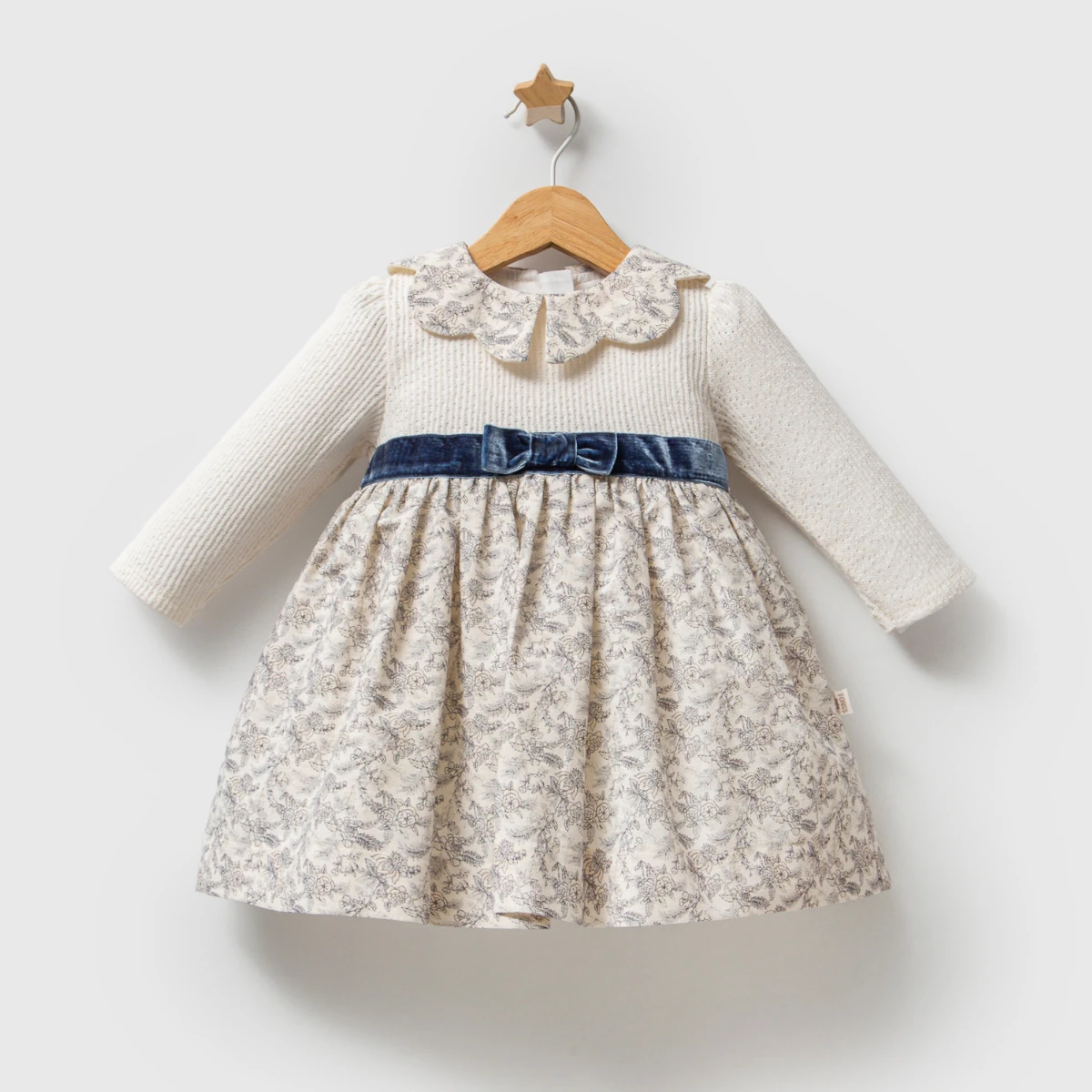 Kız Bebek Organik  Trikolu Çiçek Elbise