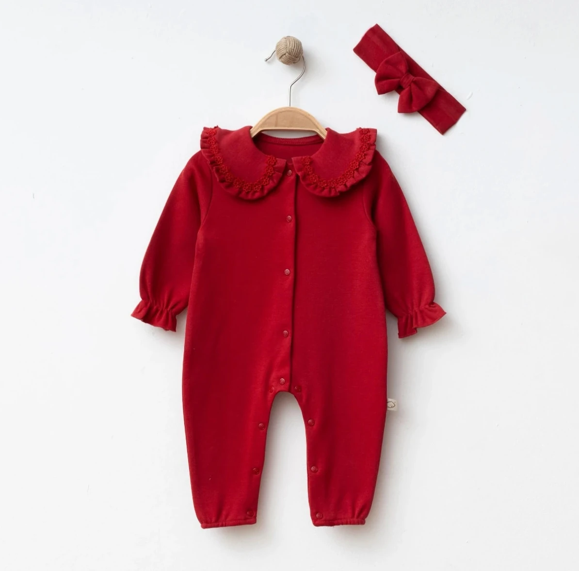 Kız Bebek Dantel Yakalı Tulum %100 Pamuklu