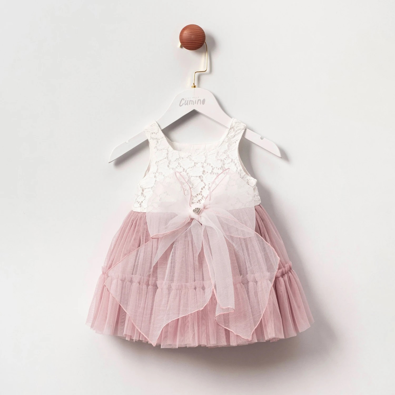 Kız Bebek Mürdüm Cherry Kurdeleli Elbise 