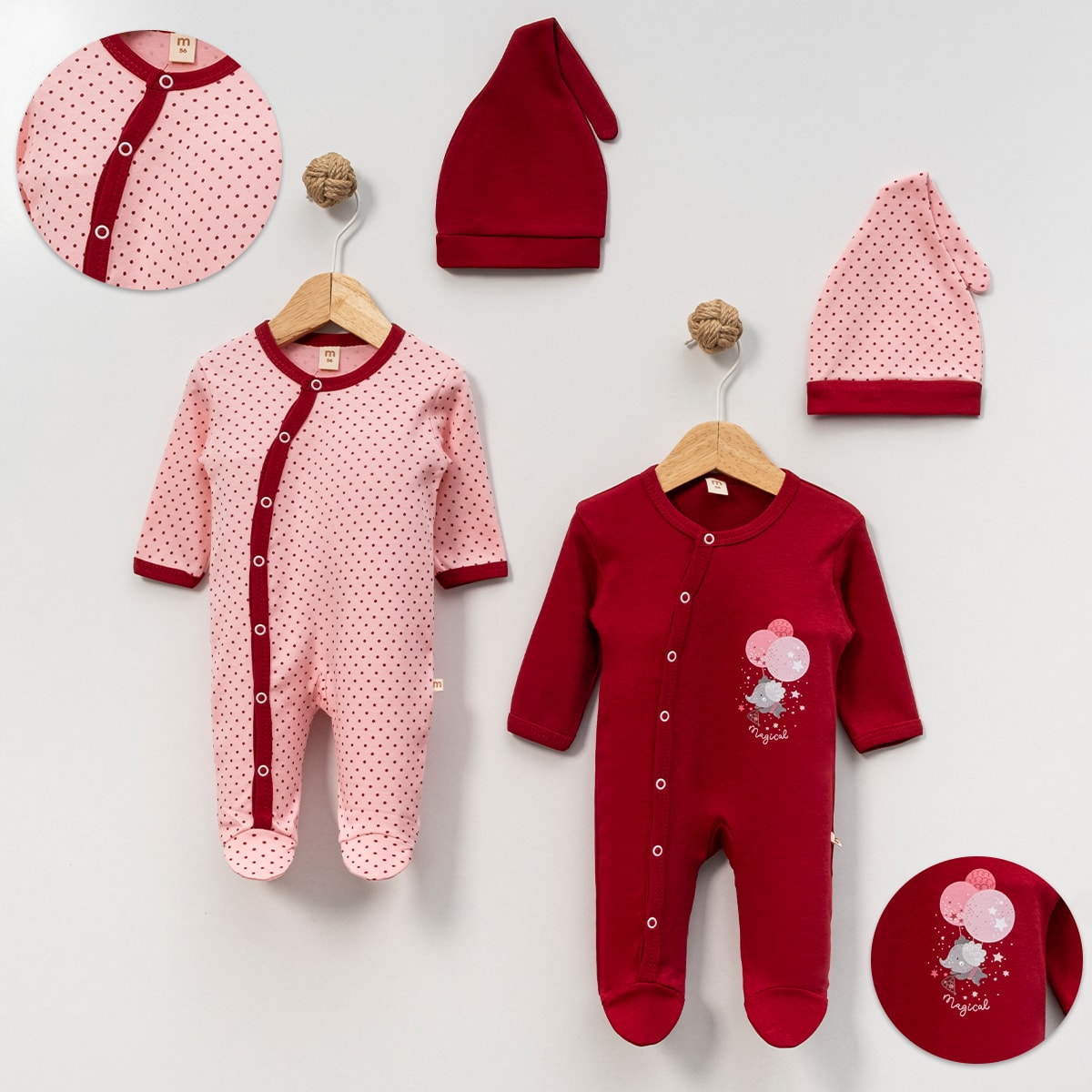 Kız Bebek Puantiye Desenli 2li Tulum 