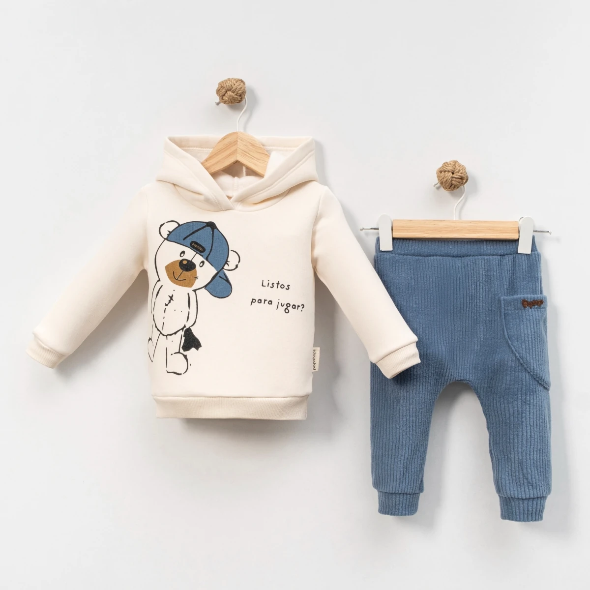 Erkek Bebek Kapüşonlu Takım Mavi 