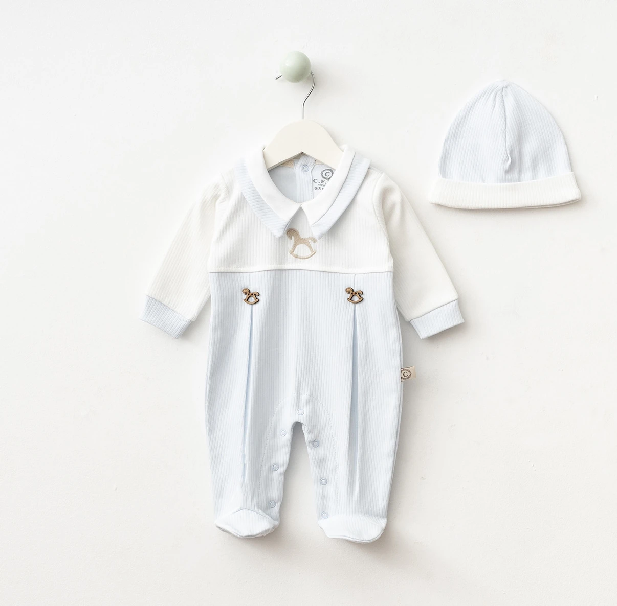 Atlı Karınca Detaylı Şapkalı Tulum Set 