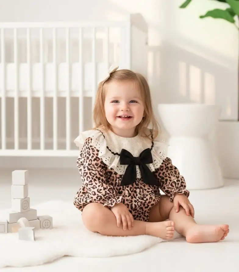 Kız Bebek Leopar Desenli Romper