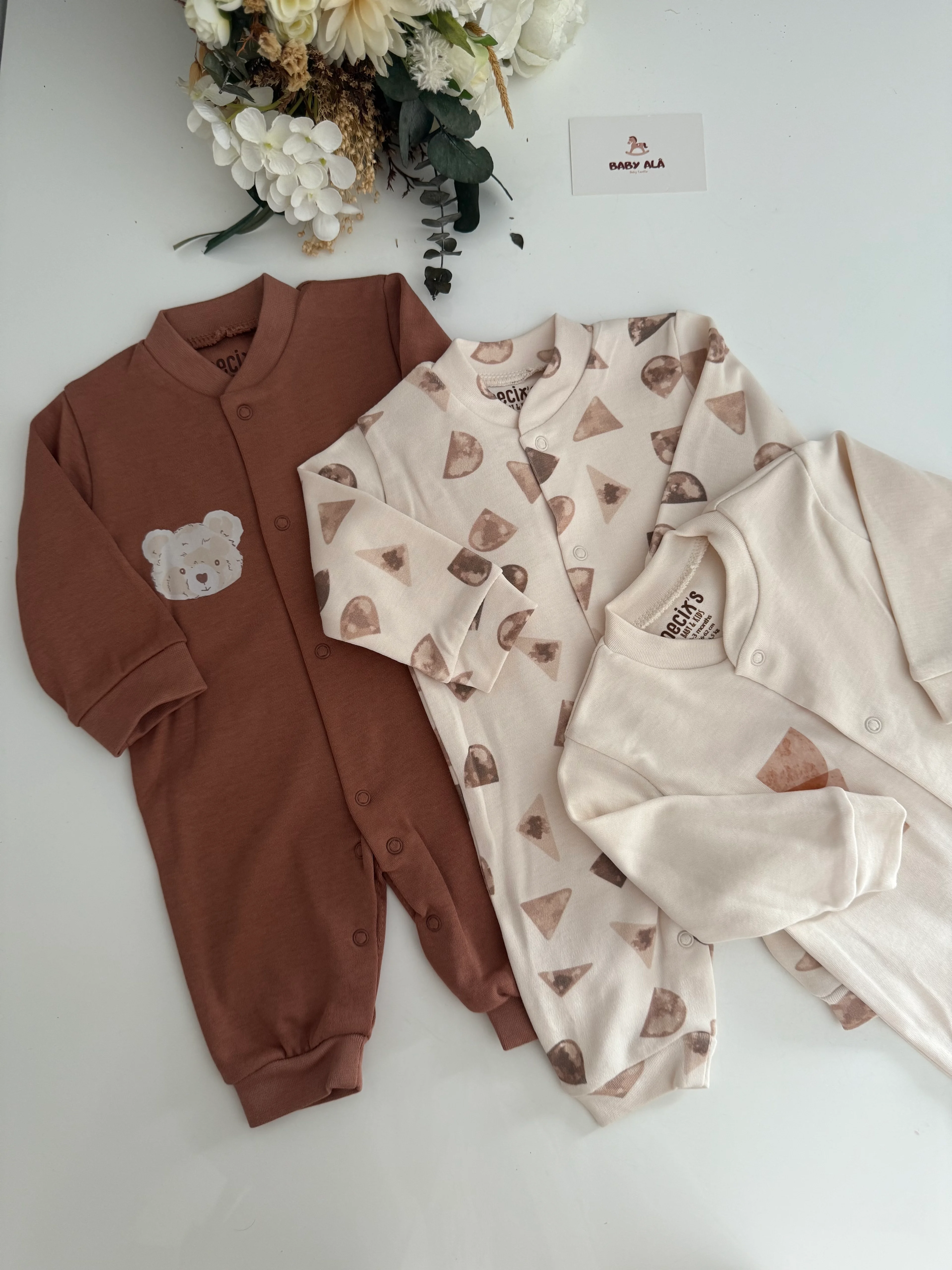 Sevimli Ayıcık Detaylı 3’lü Tulum Set