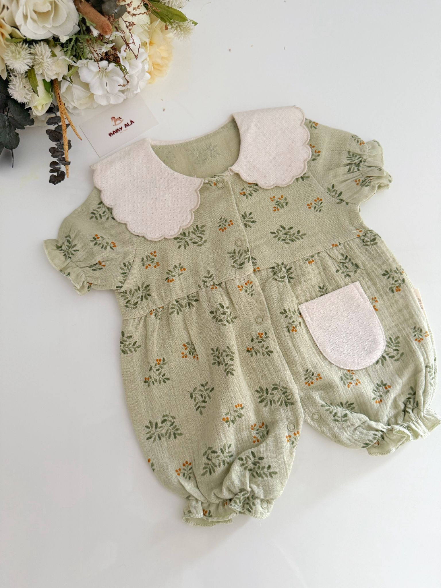 Kız Bebek Müslin Tulum Yeşil 