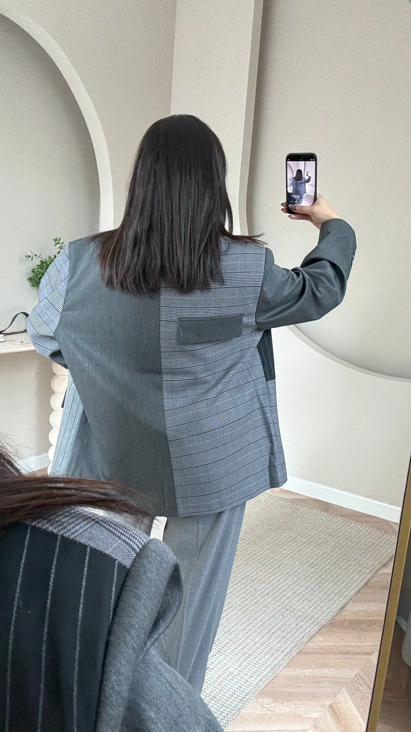 Gri Siyah Ekose Mix Blazer