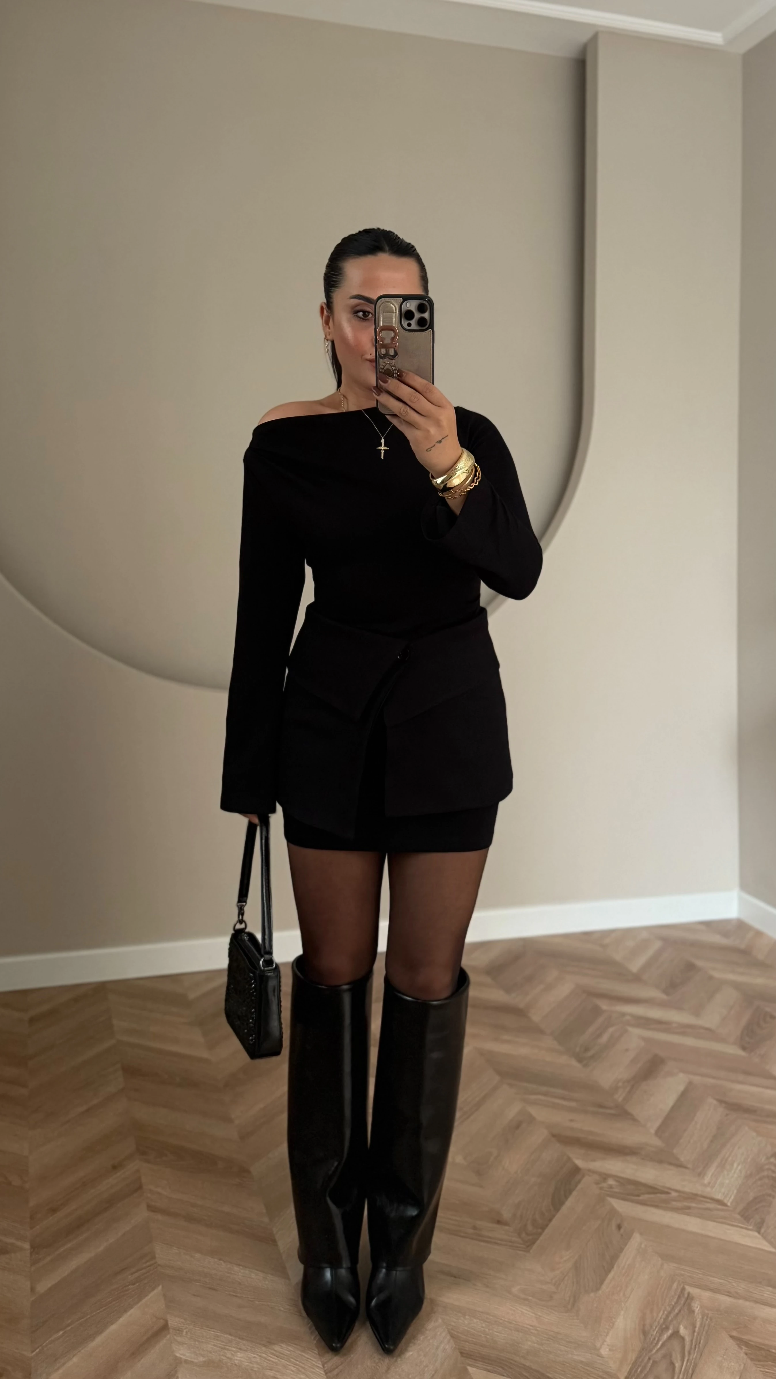 Parçalı Elbise Siyah