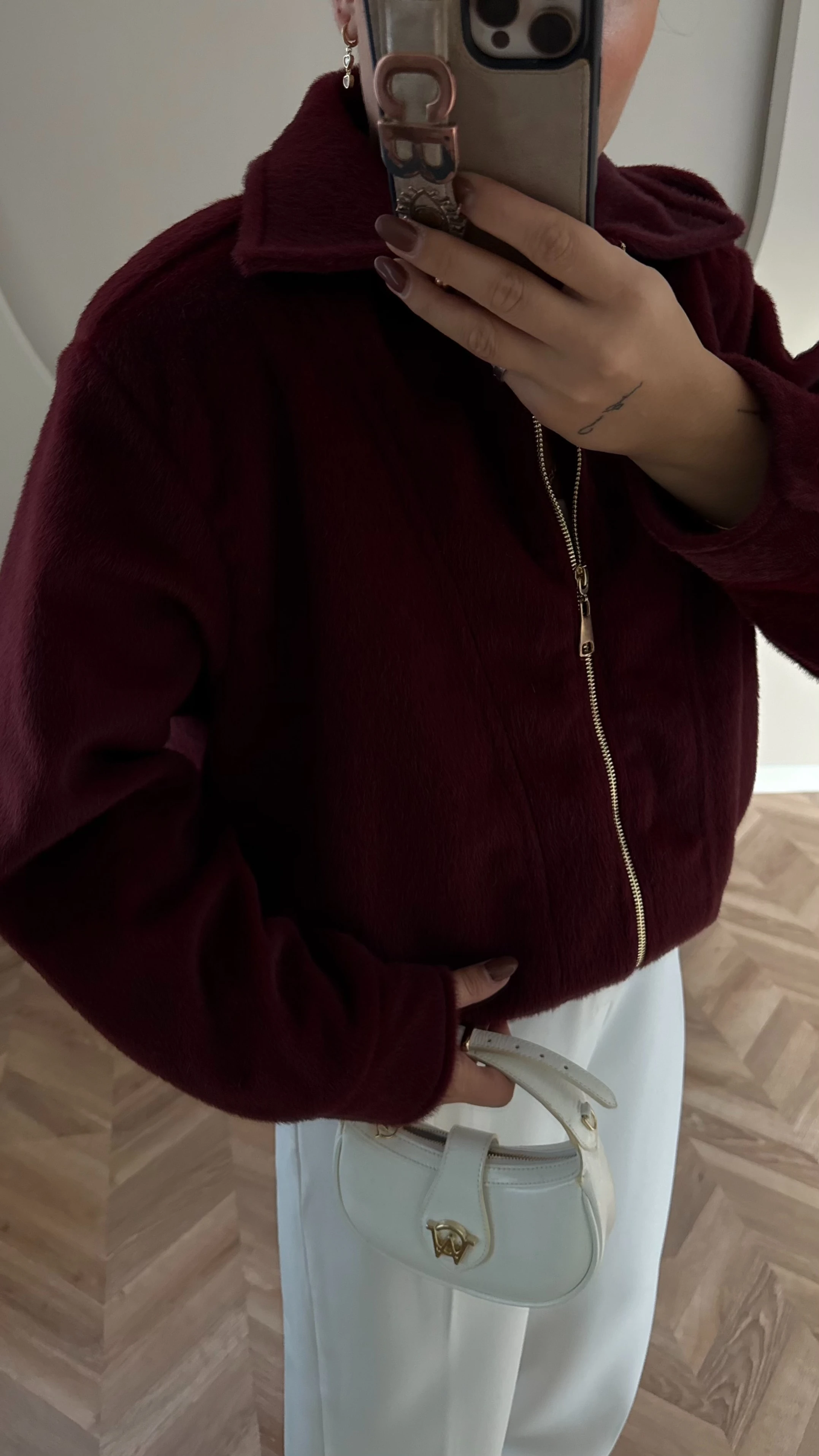  Tay Tüyü Bomber Bordo