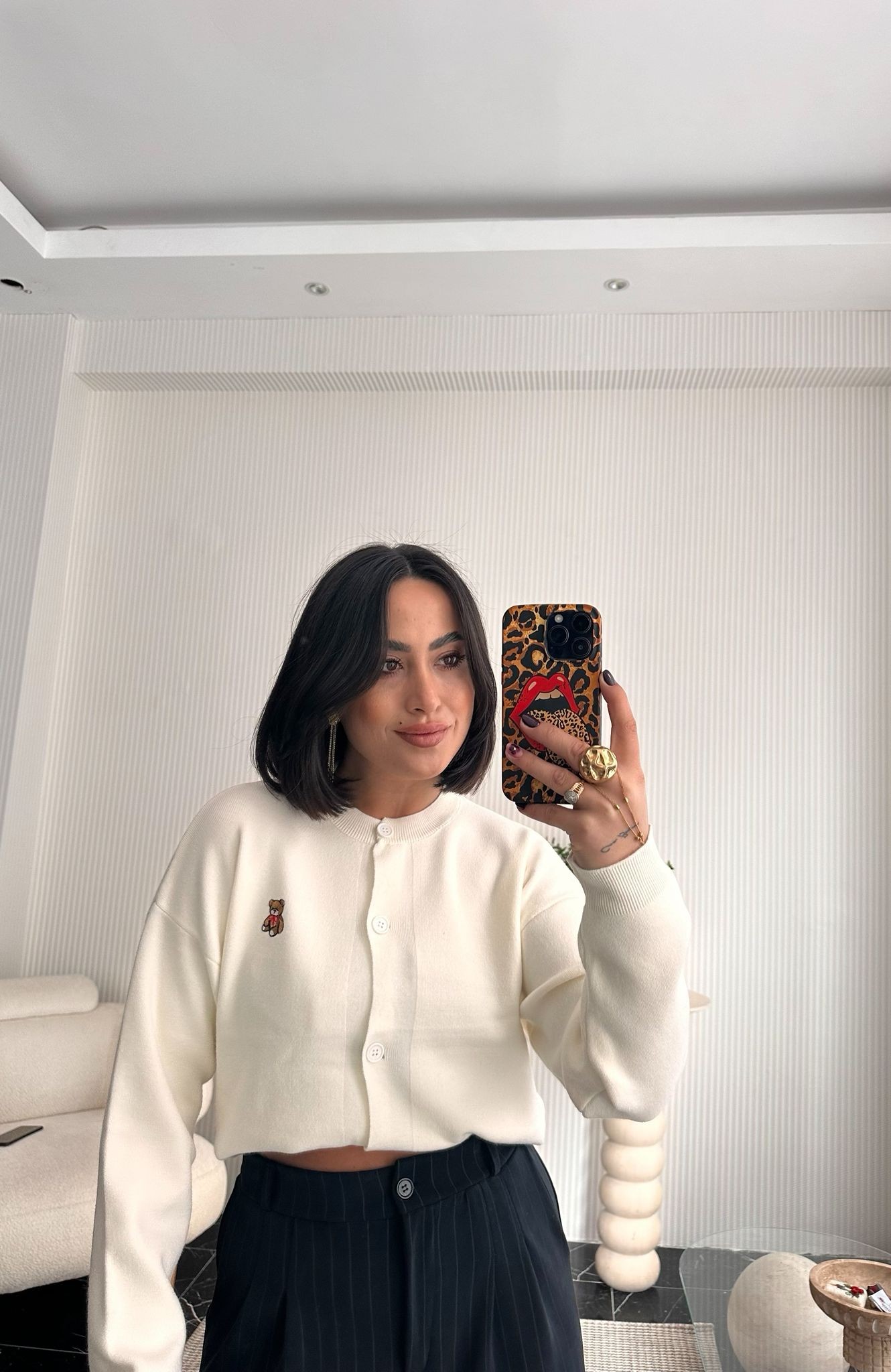 Premium Teddy Hırka Ekru