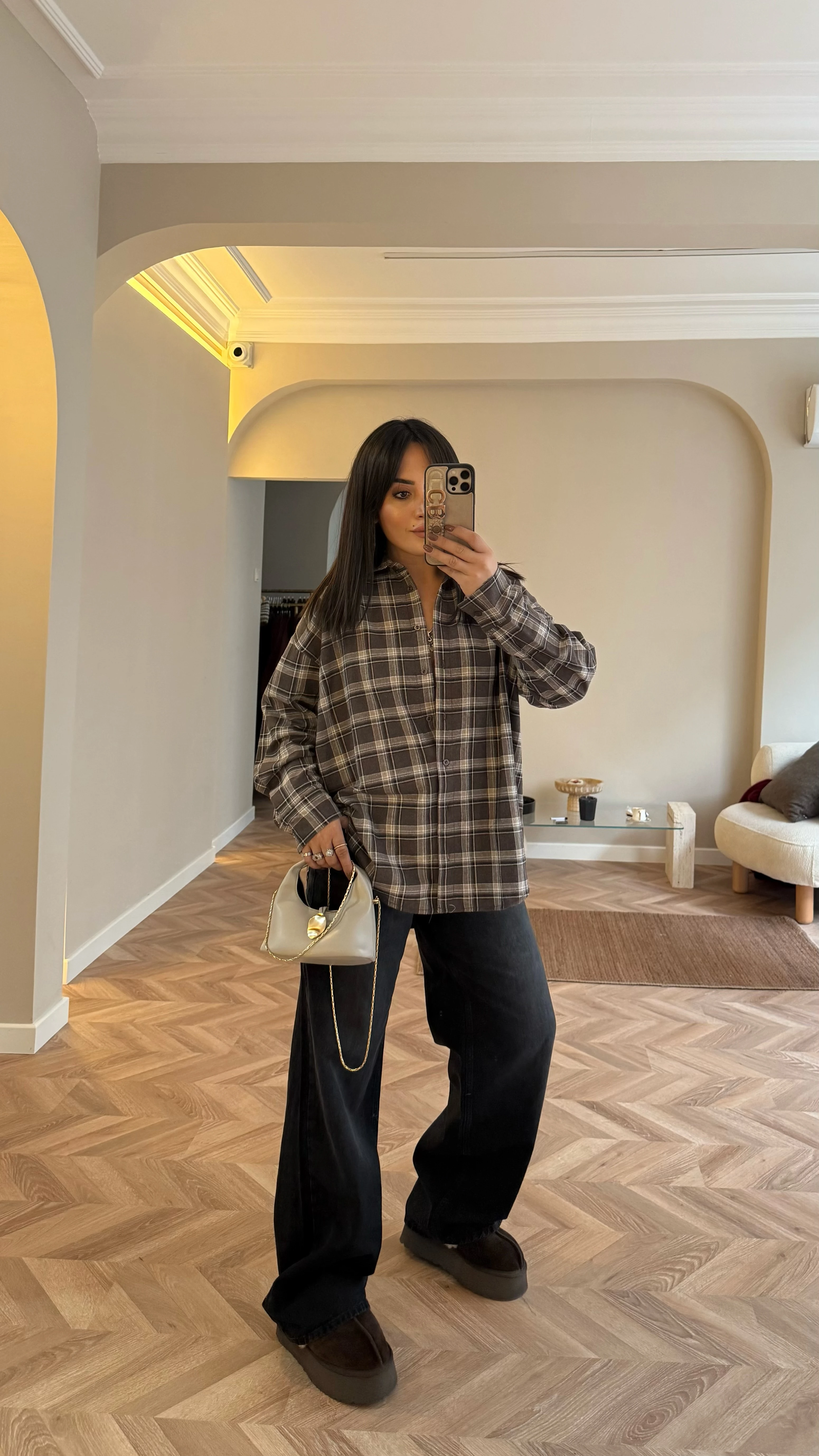 Ekose Gömlek Kahve Siyah