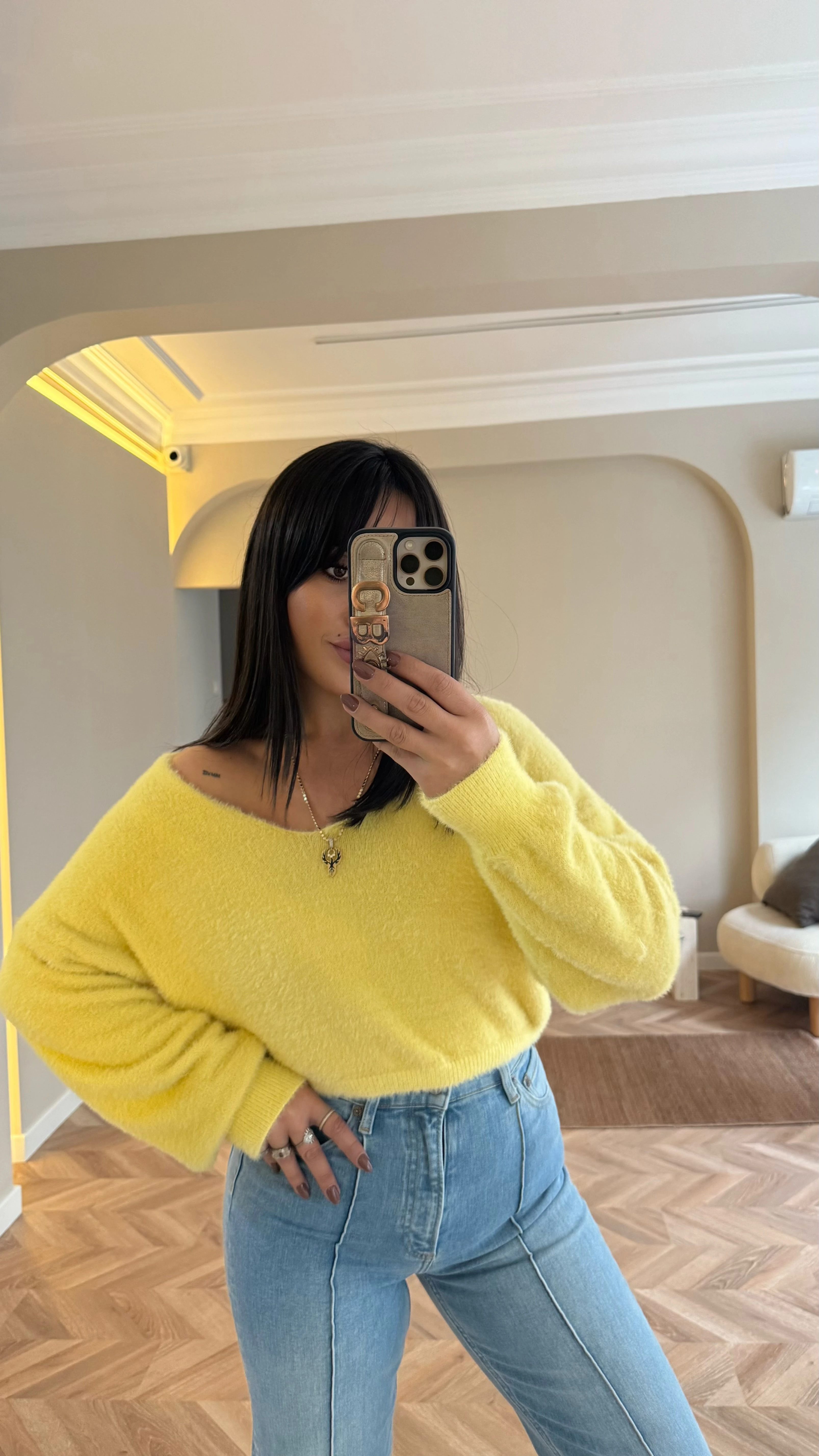 Angora Karışımlı Triko Sarı