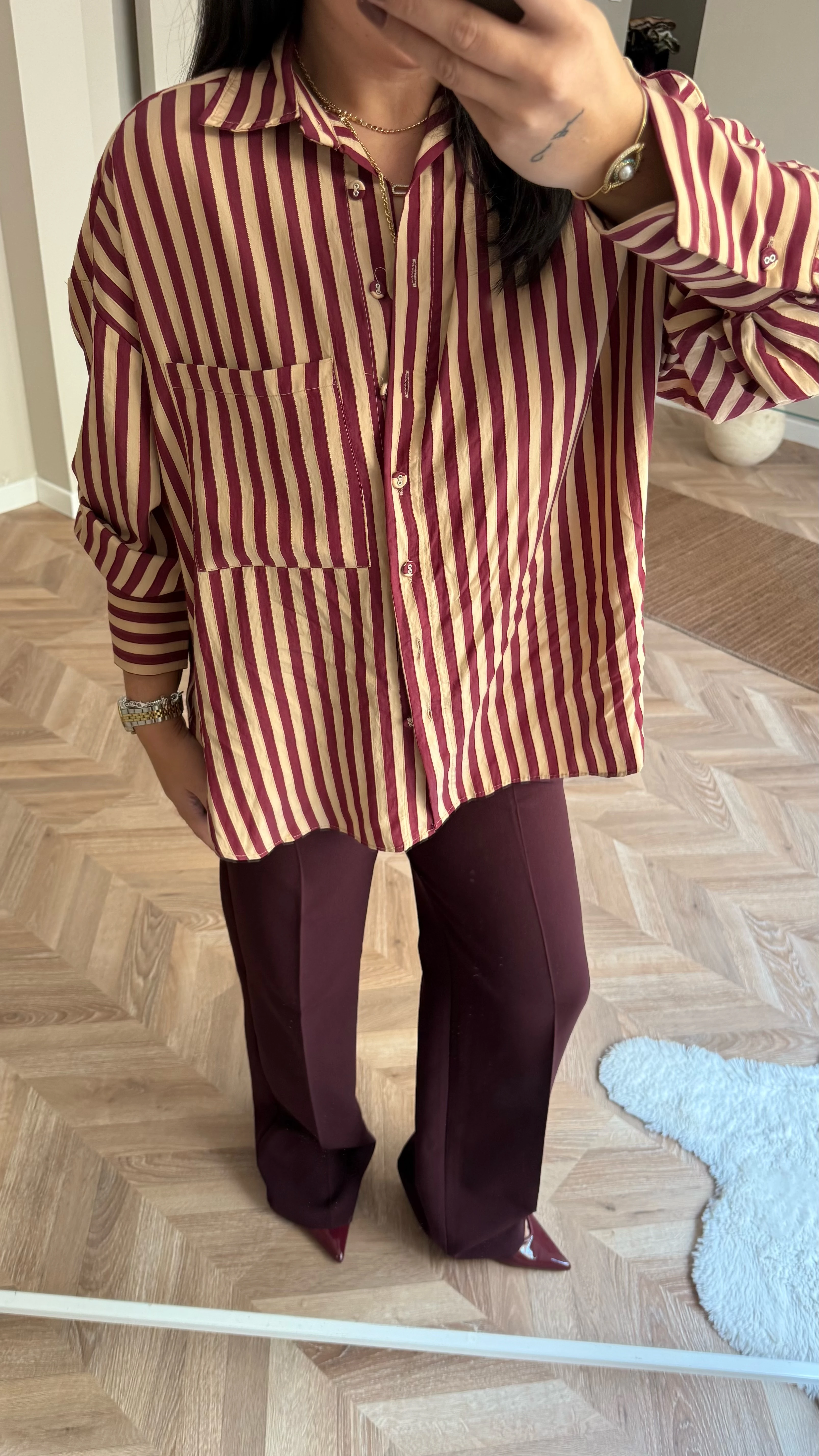 Çizgili Oversize Gömlek