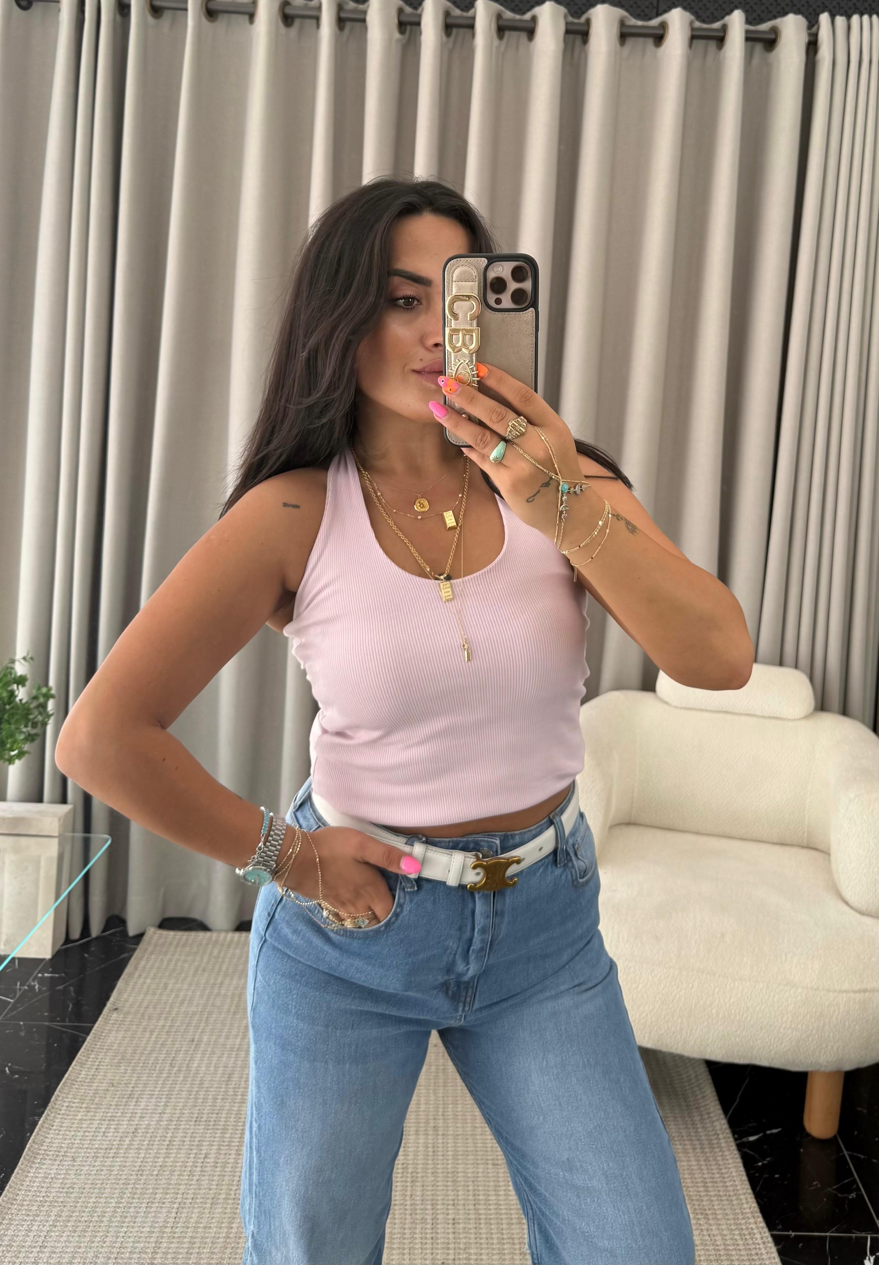 Boyundan Geçmeli Atlet Toz Pembe