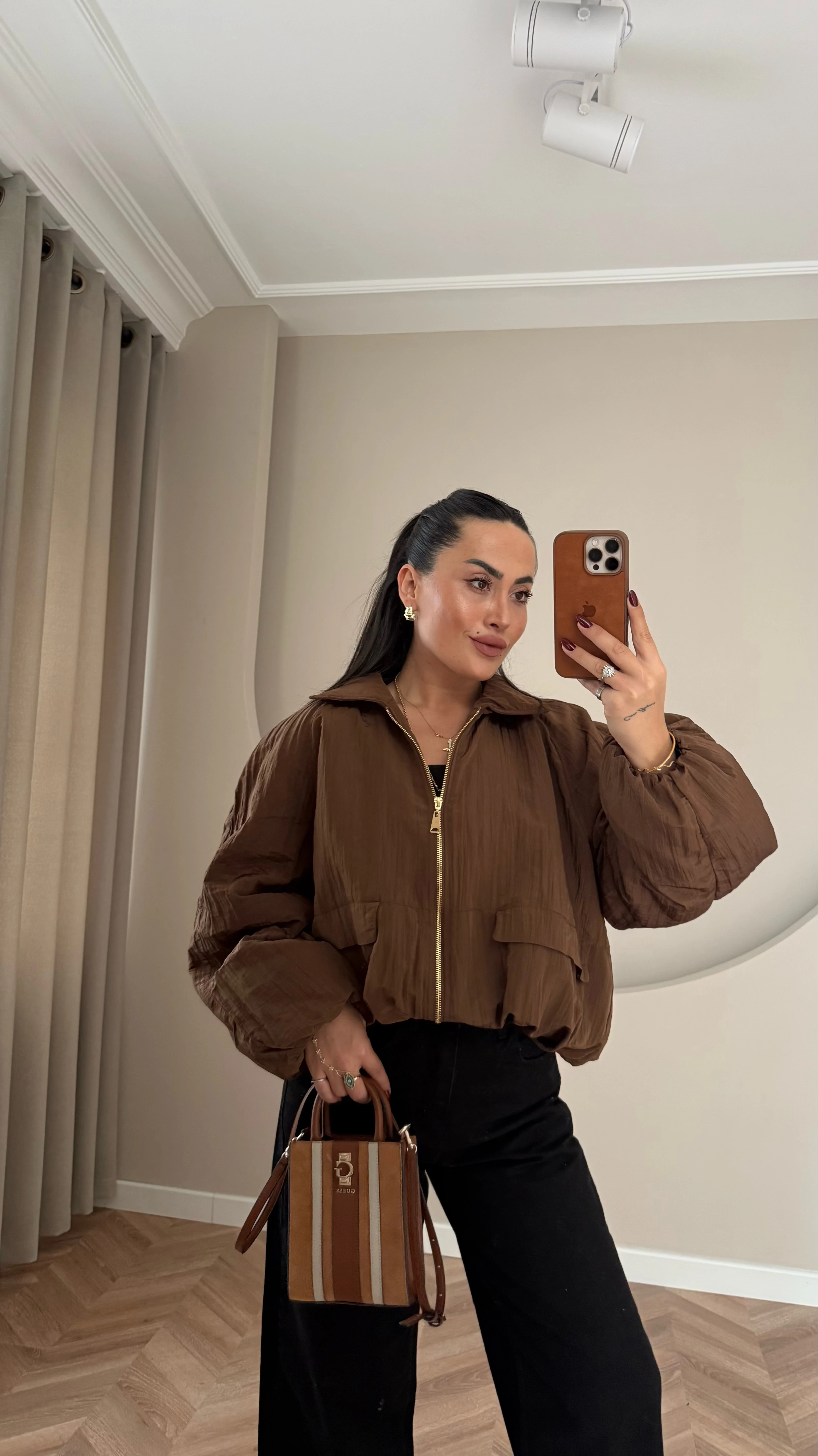 Gramafon Kumaş Dolgulu Bomber