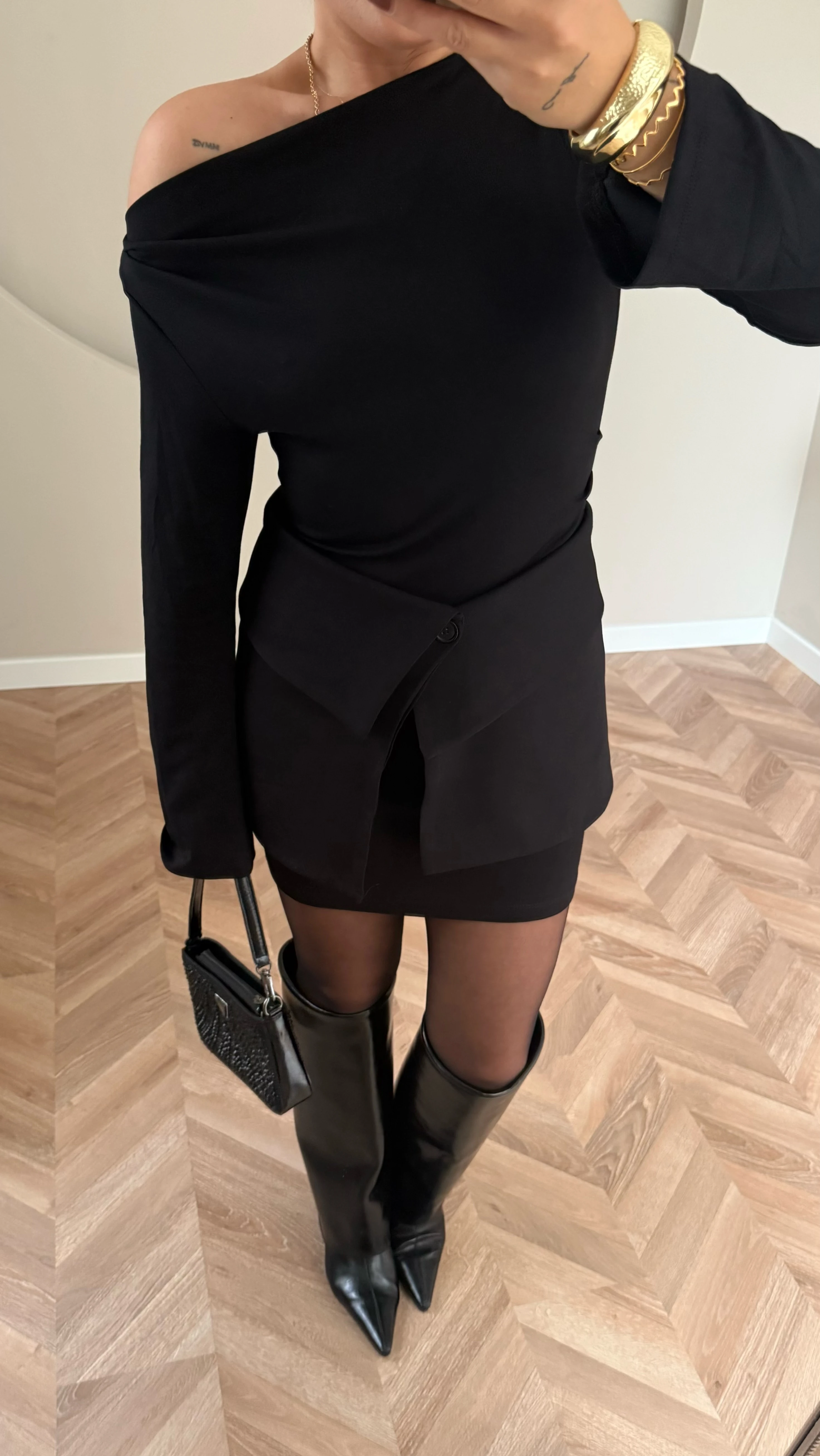 Parçalı Elbise Siyah