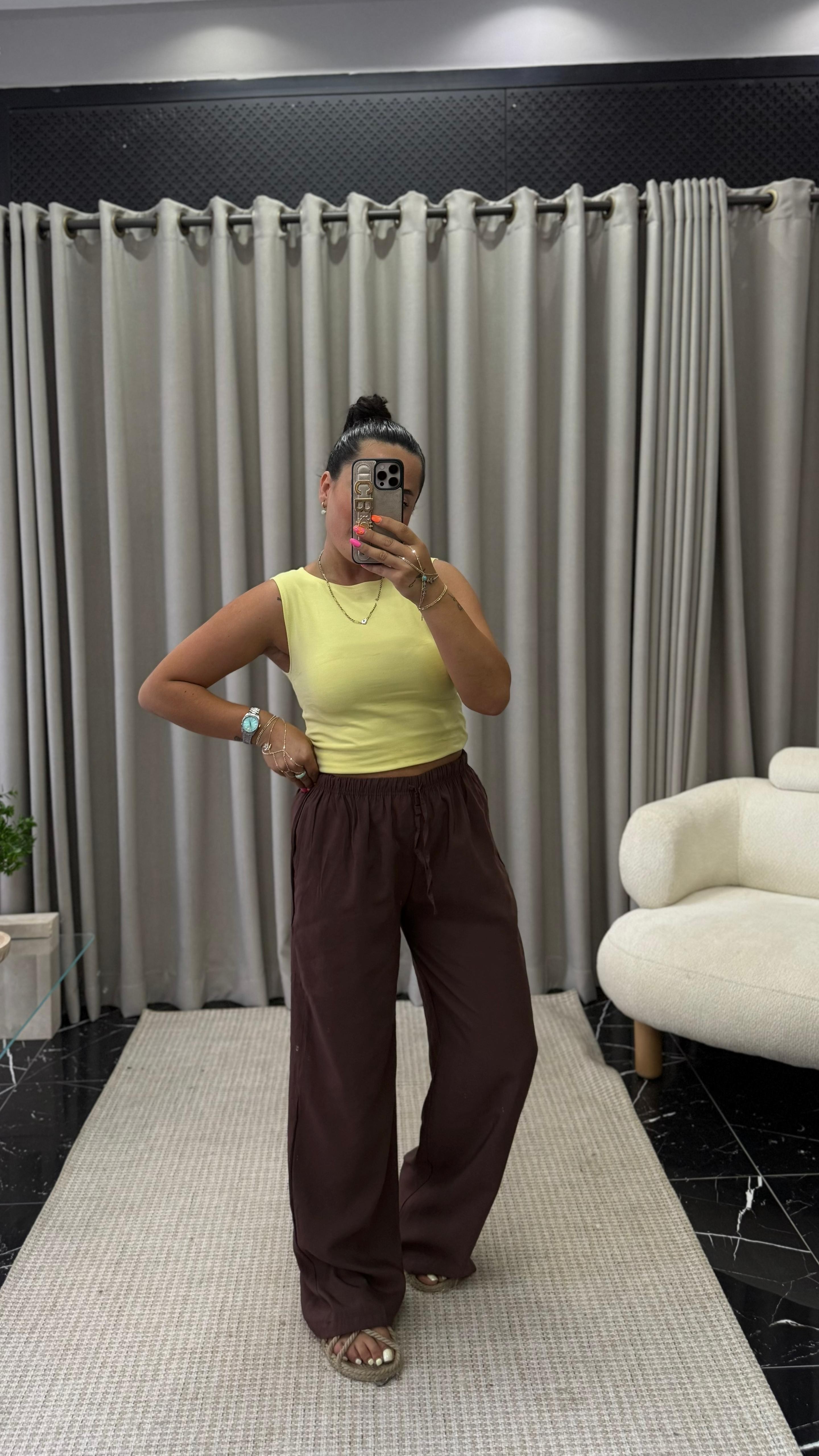 Kahve Tencel Pantolon