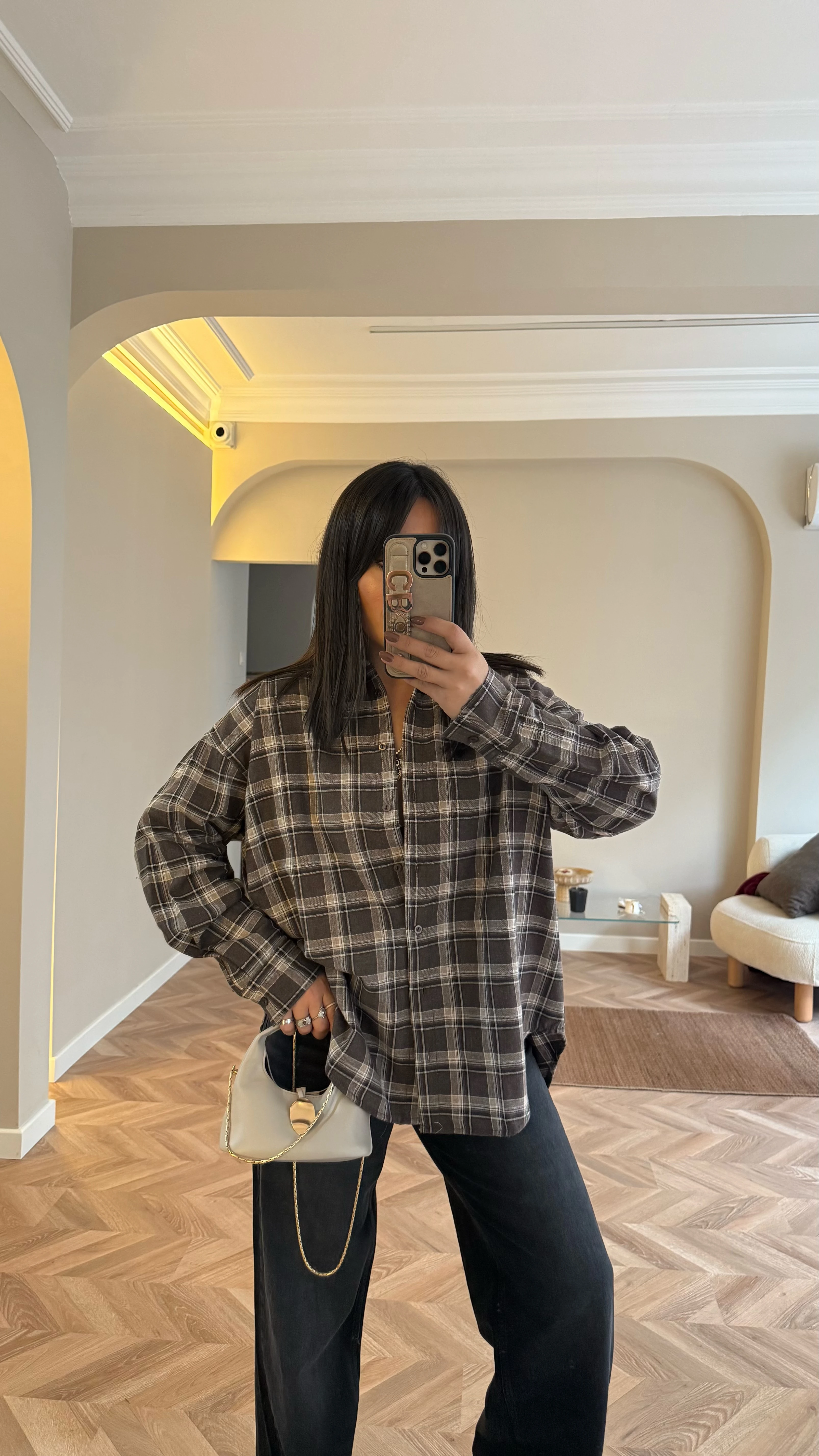 Ekose Gömlek Kahve Siyah