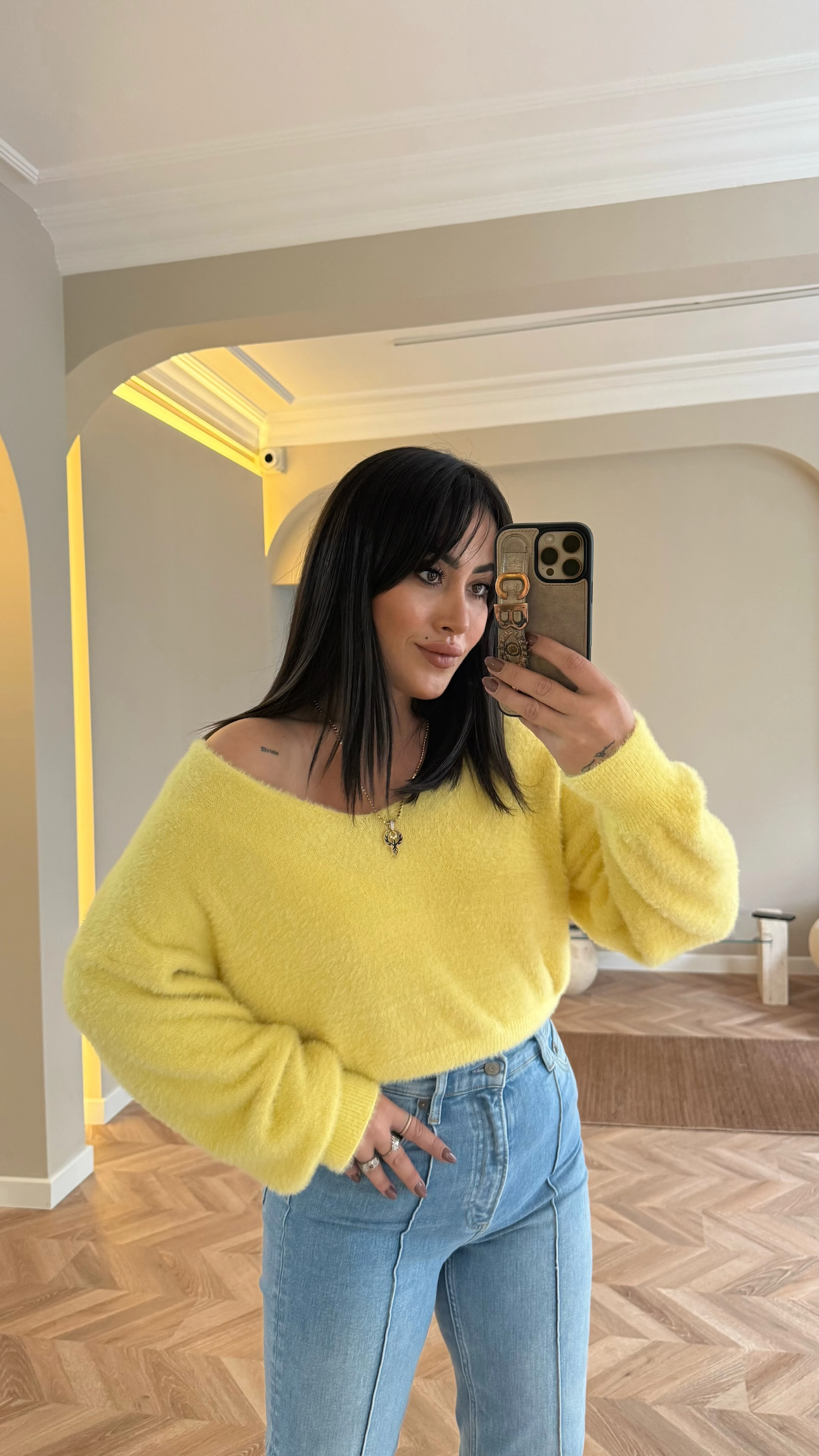 Angora Karışımlı Triko Sarı