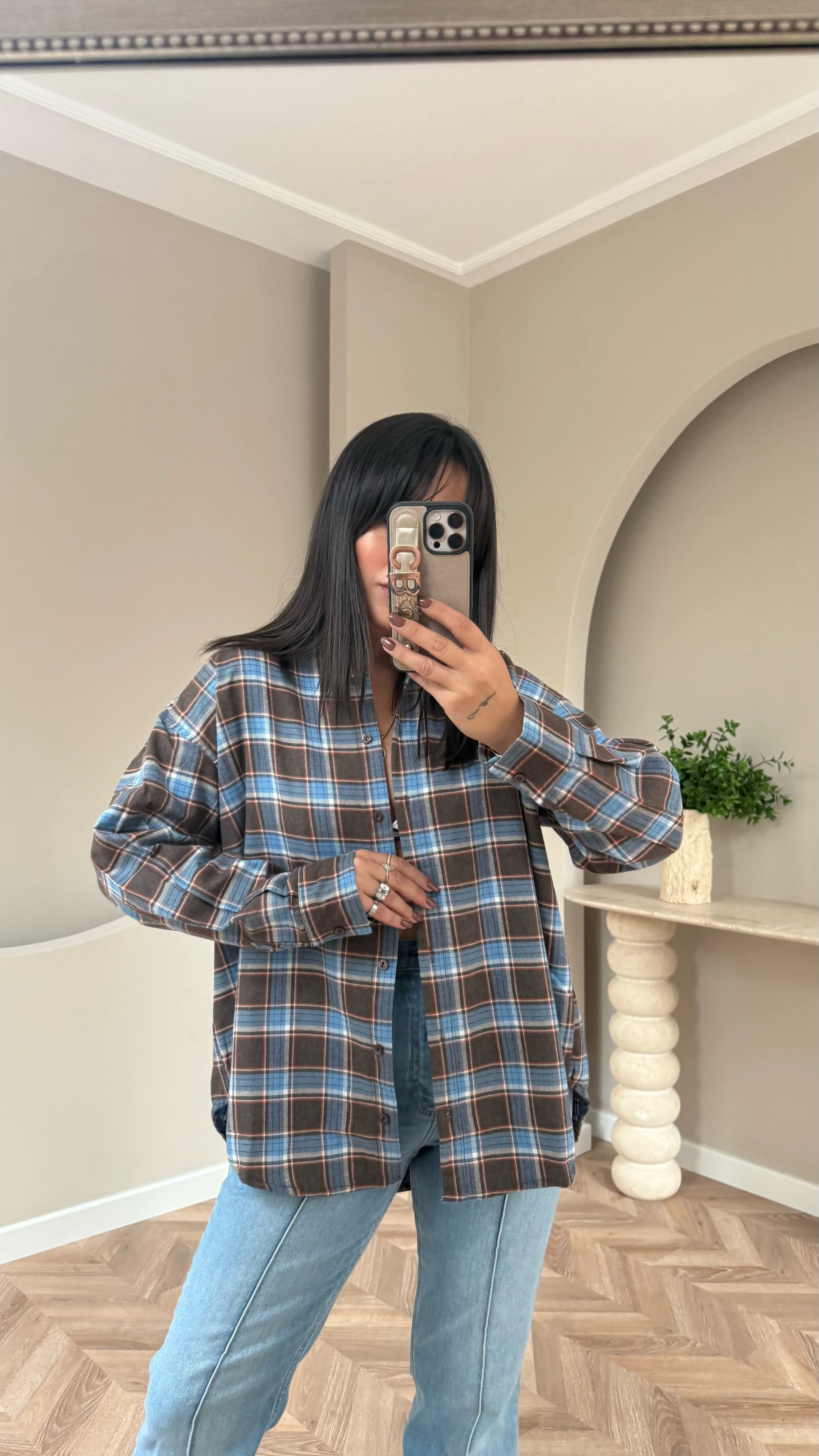 Ekose Gömlek Kahve Mavi