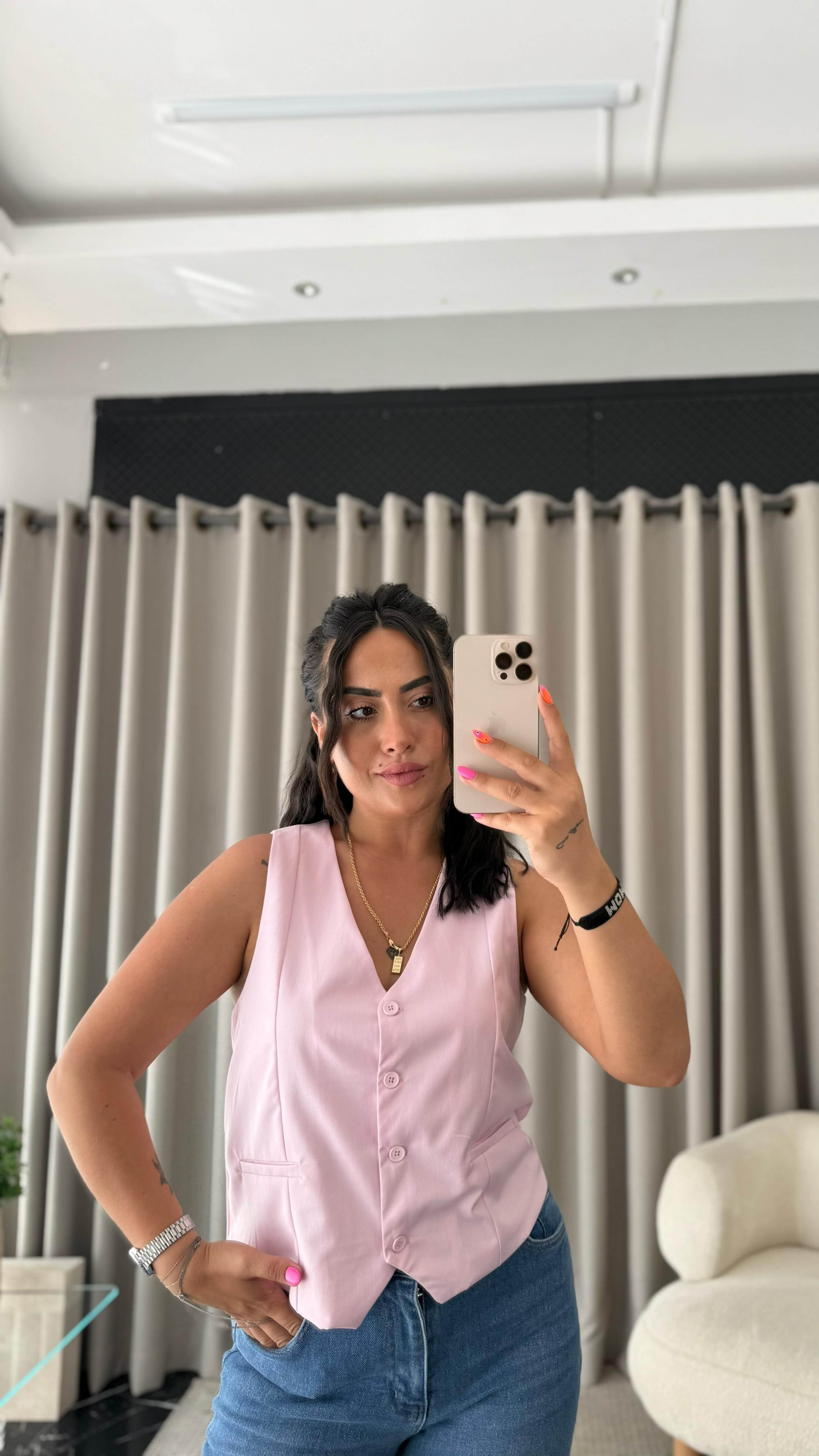 Blazer Yelek Pembe