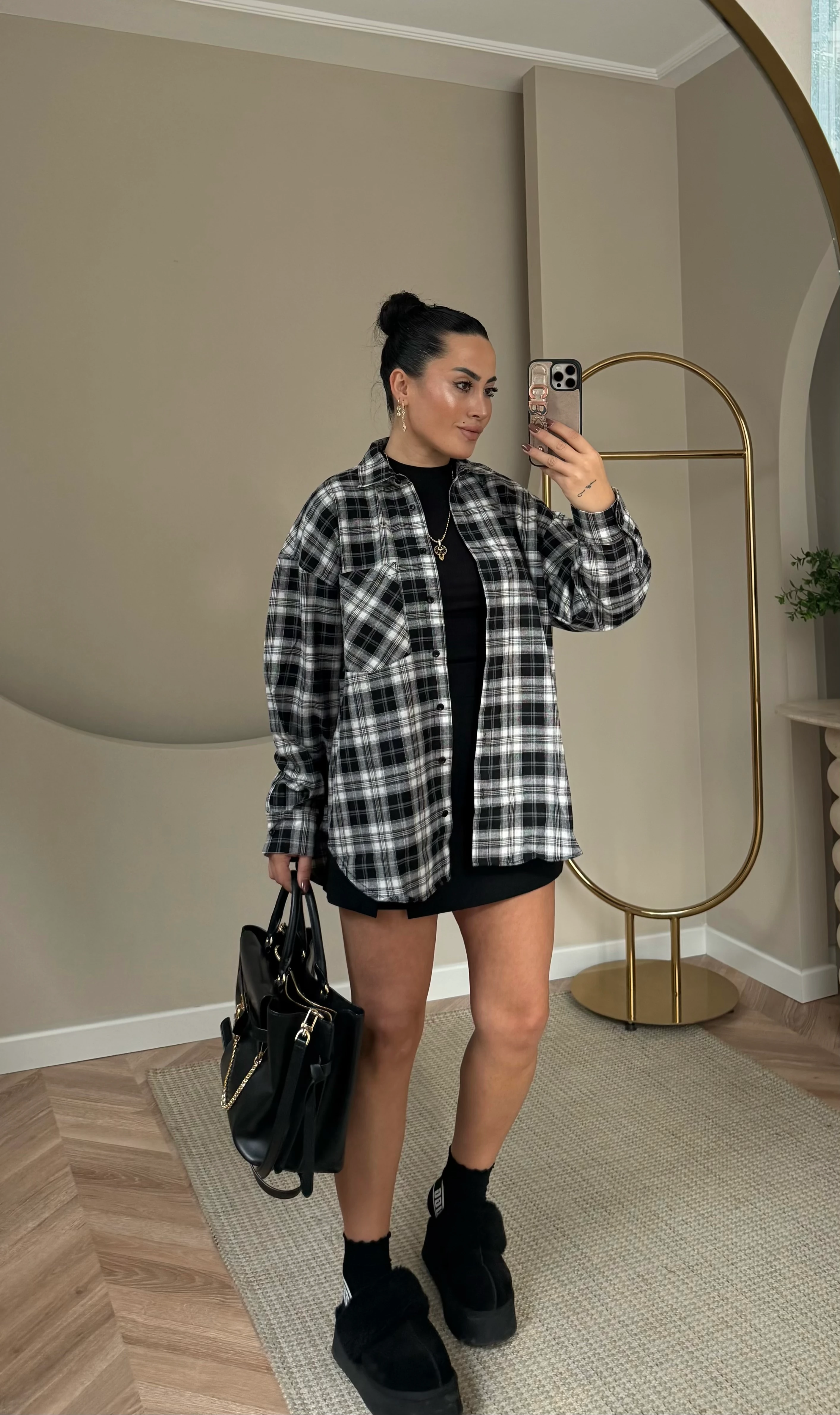 Ekose Gömlek Siyah Beyaz