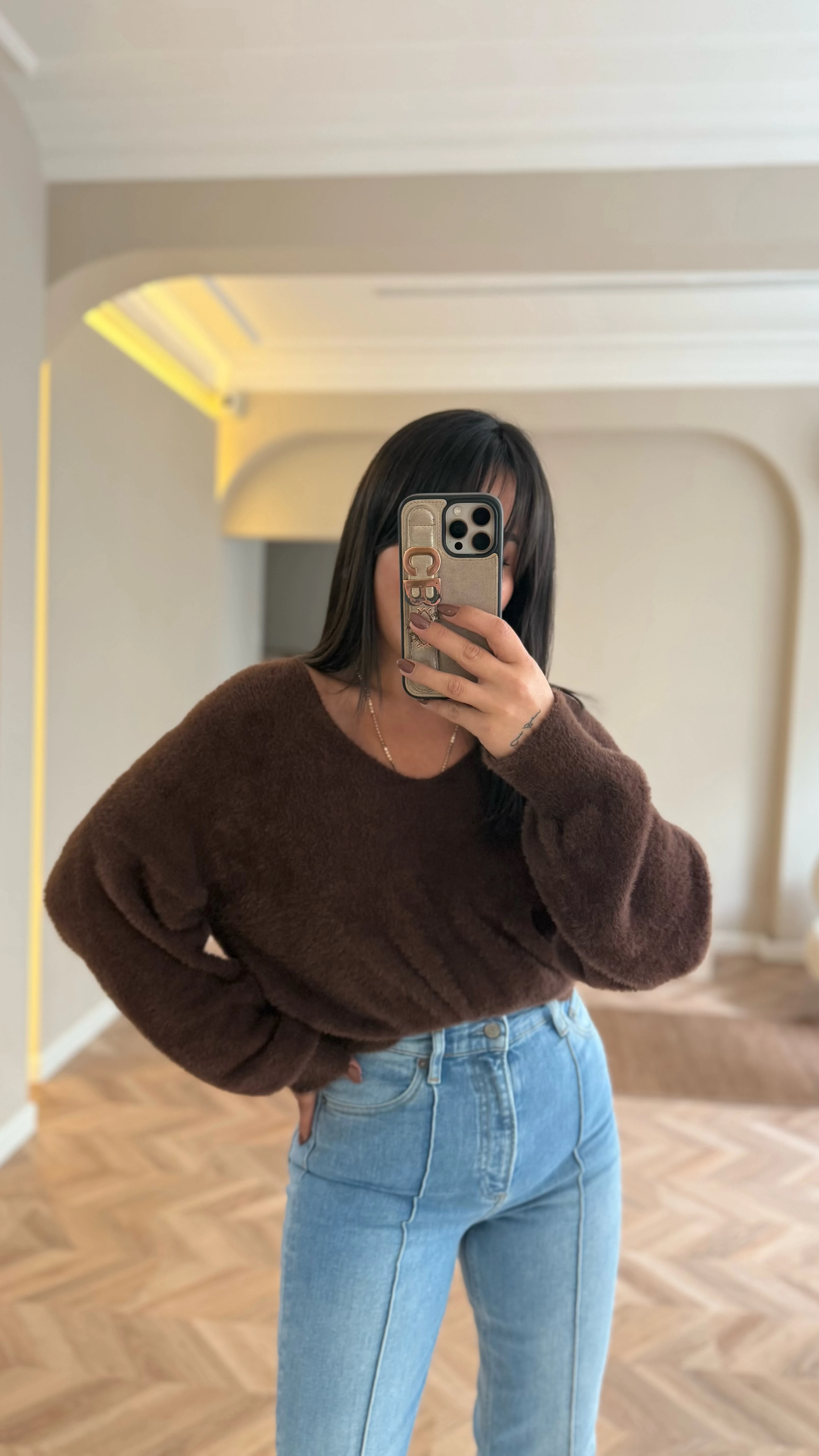 Angora Karışımlı Triko Kahve