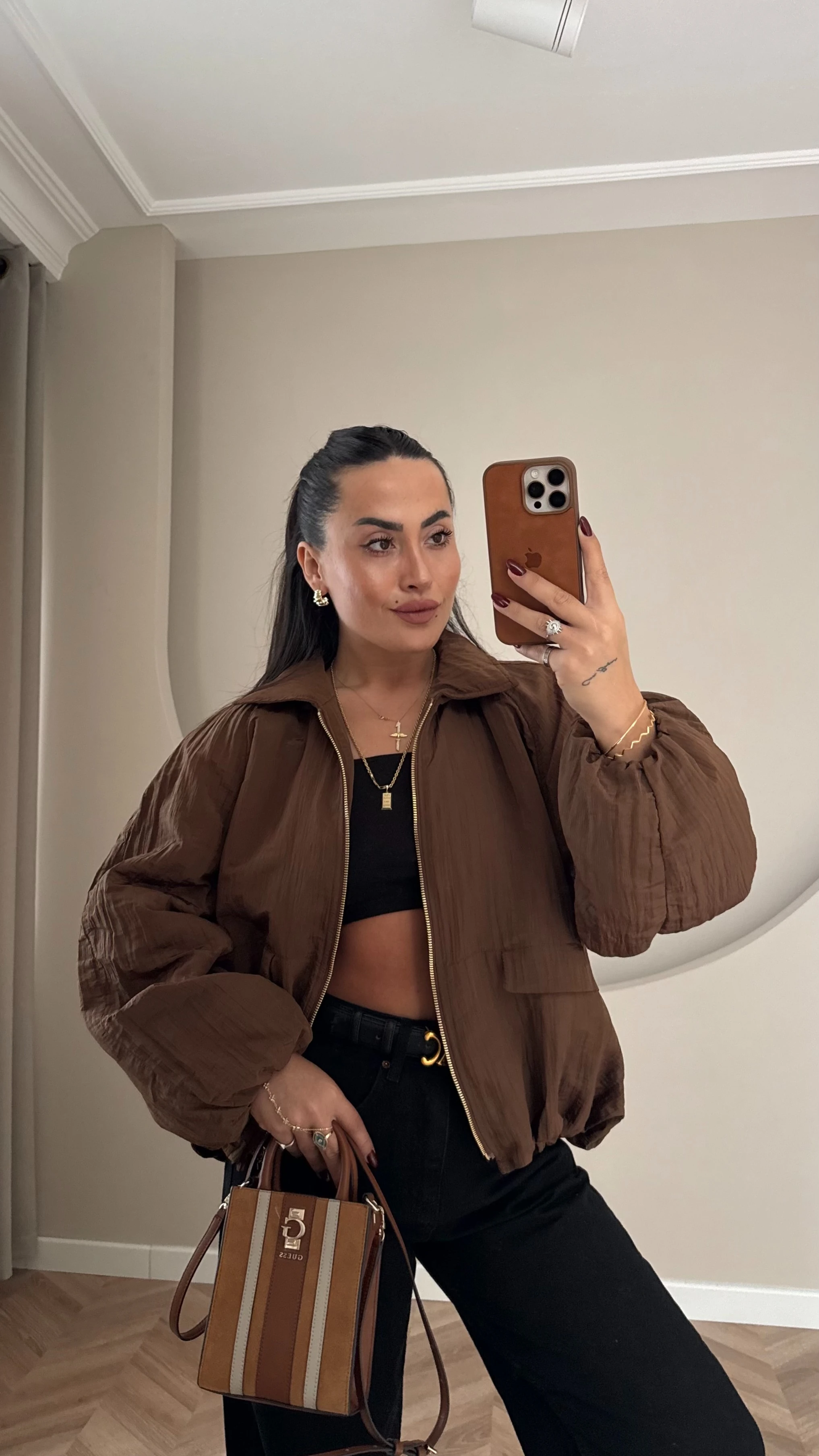 Gramafon Kumaş Dolgulu Bomber