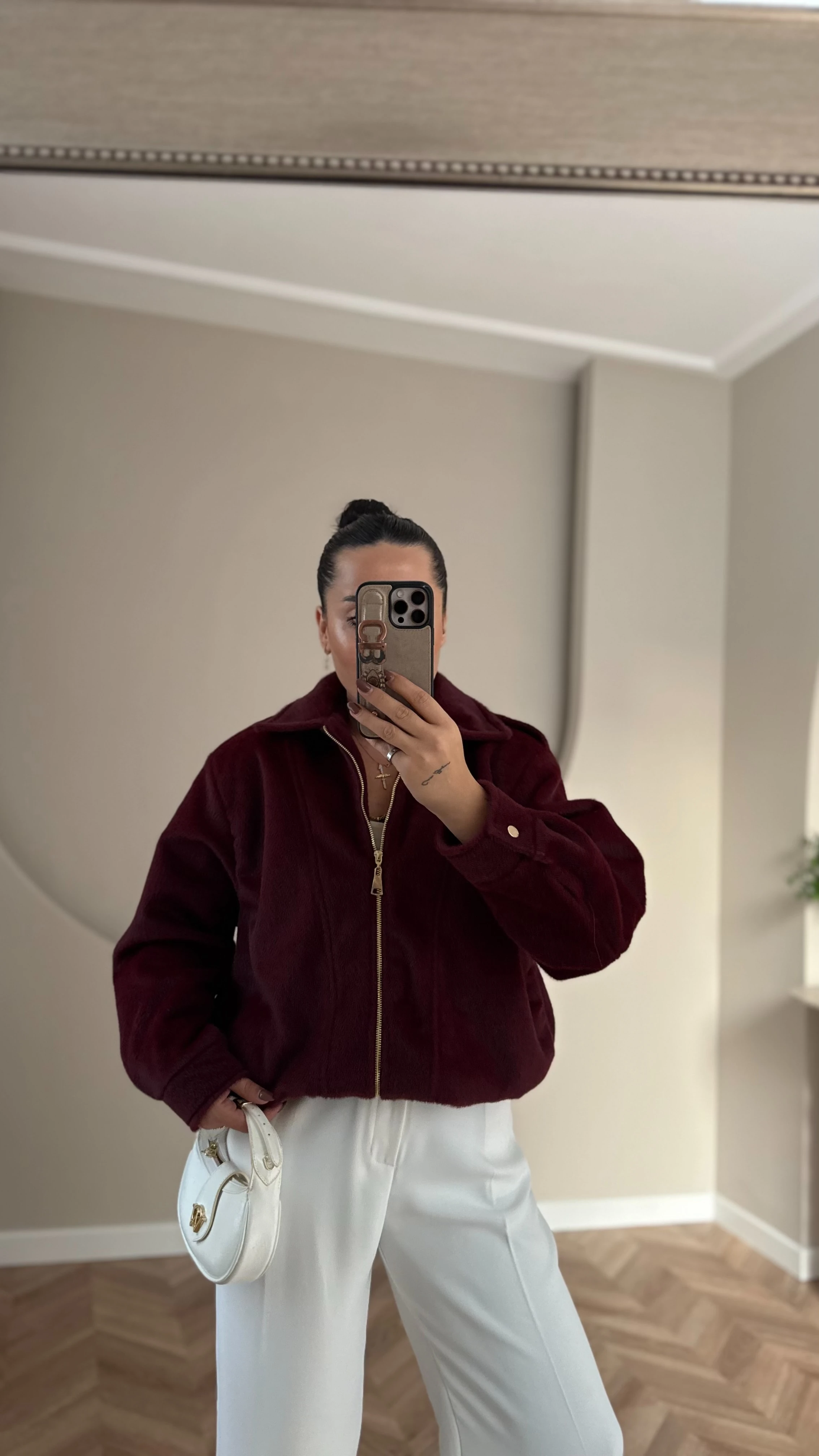  Tay Tüyü Bomber Bordo