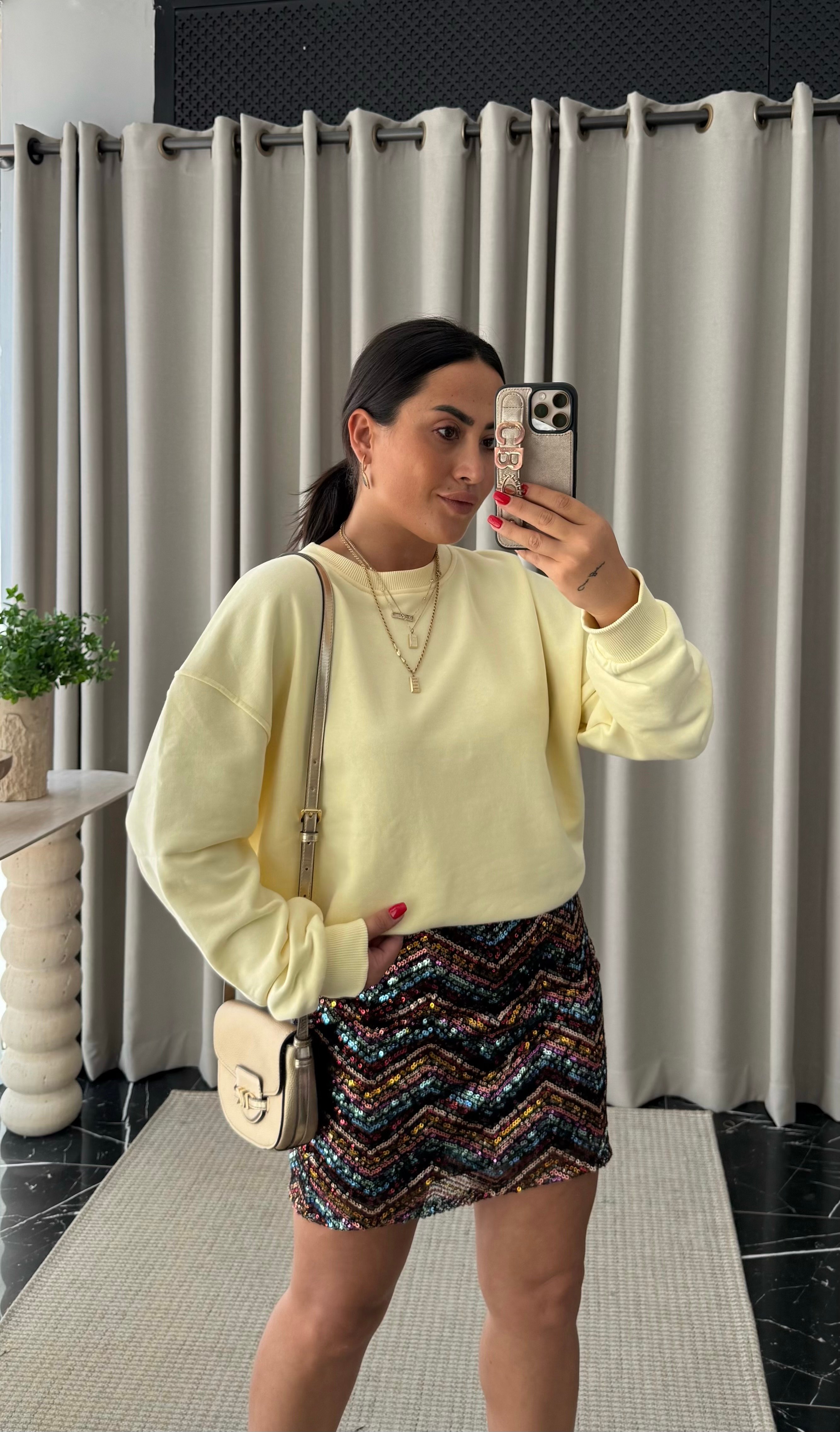 Oversize 2 iplik Sarı Sweat