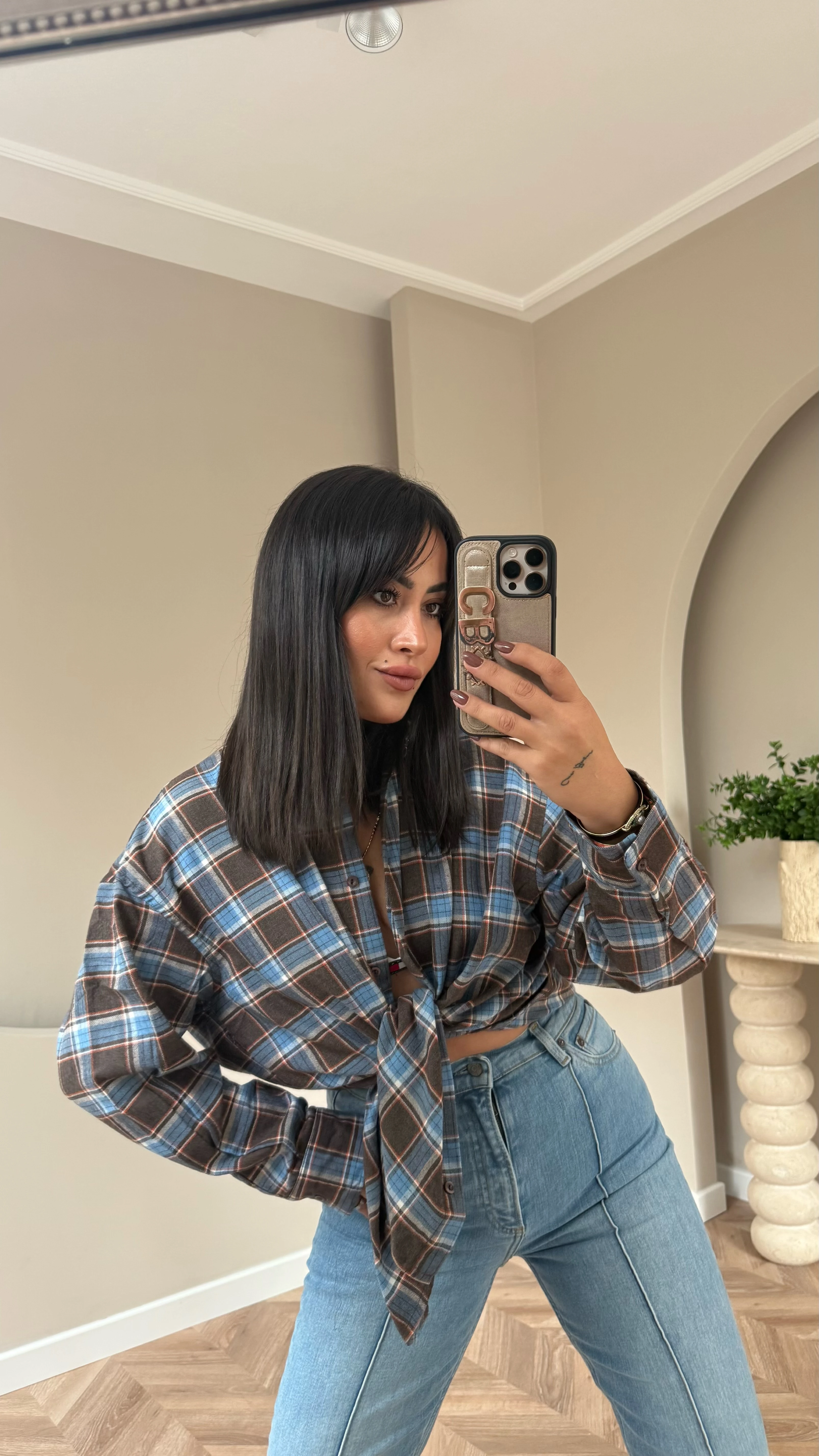 Ekose Gömlek Kahve Mavi