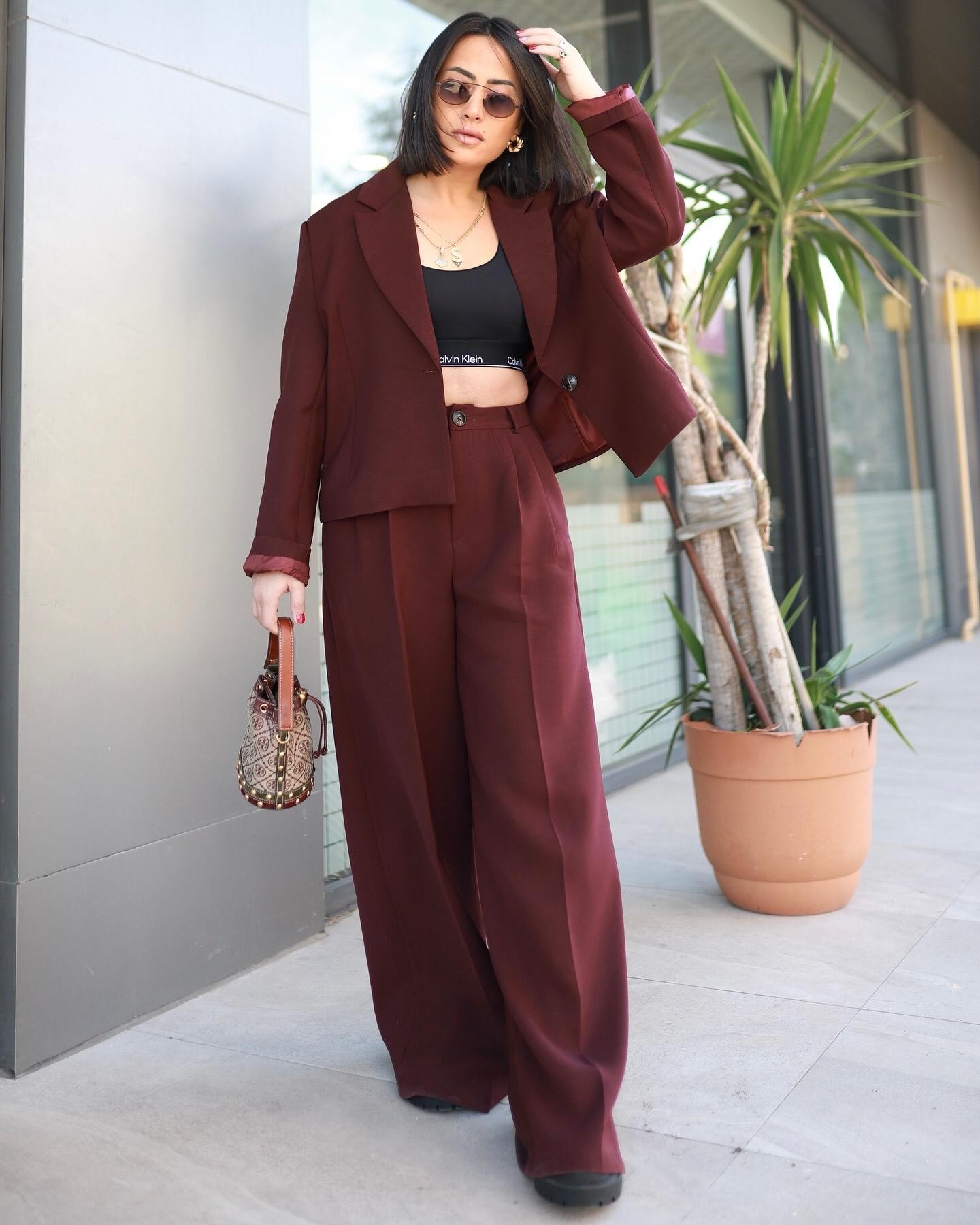 Premium Oversize Bordo Takım