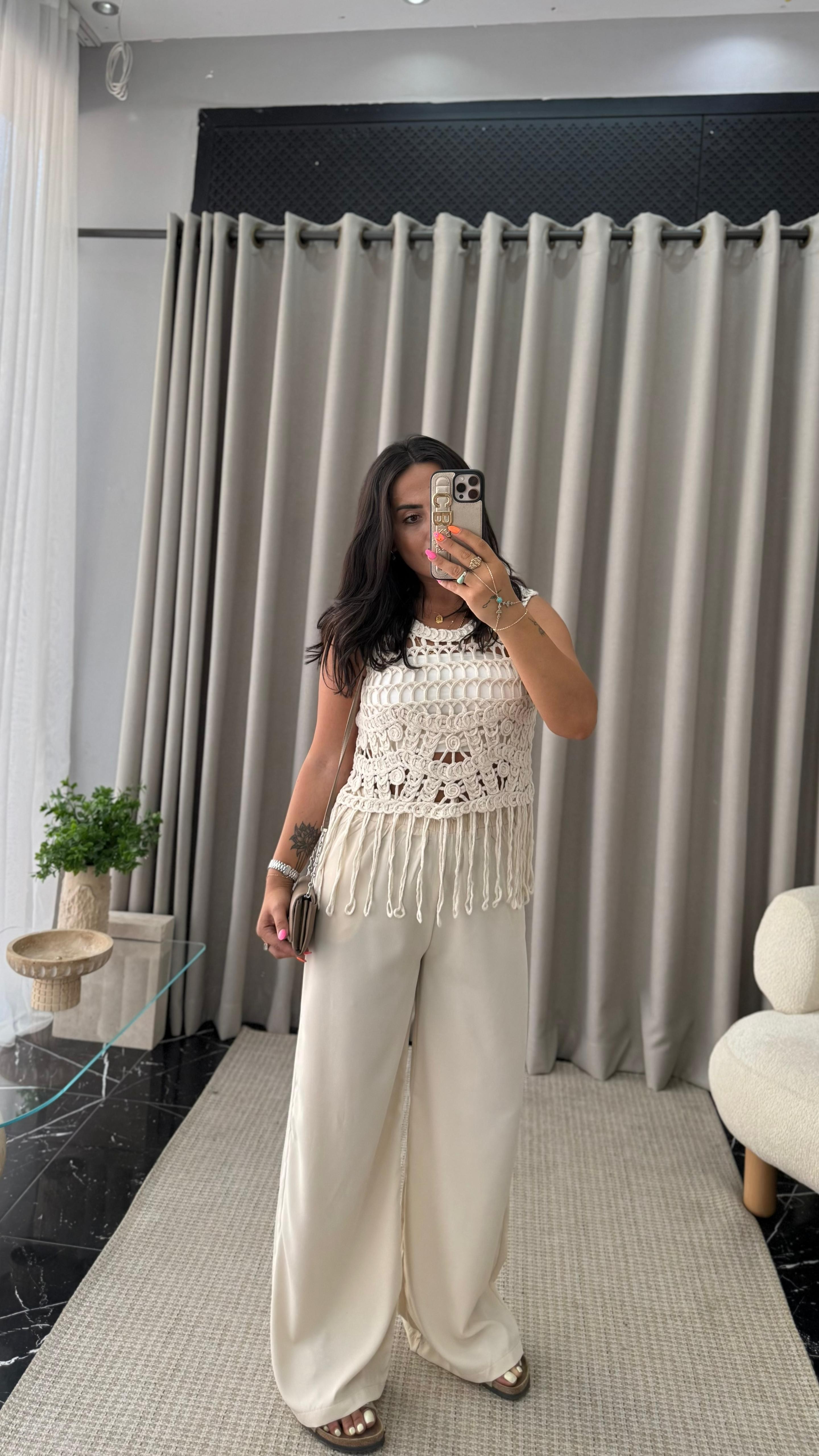 Tencel Pantolon Ekru