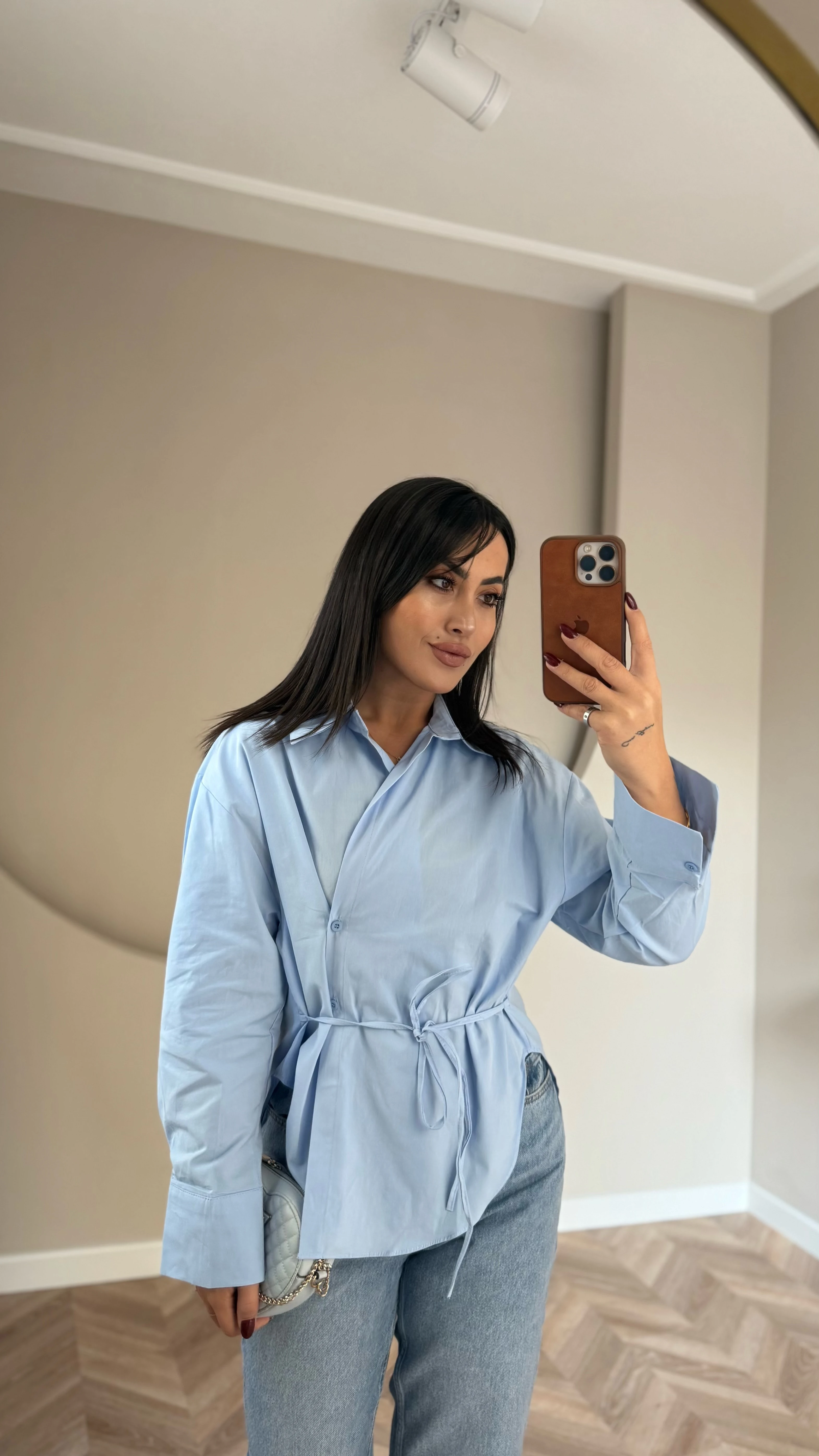 Bağlamalı Poplin Gömlek