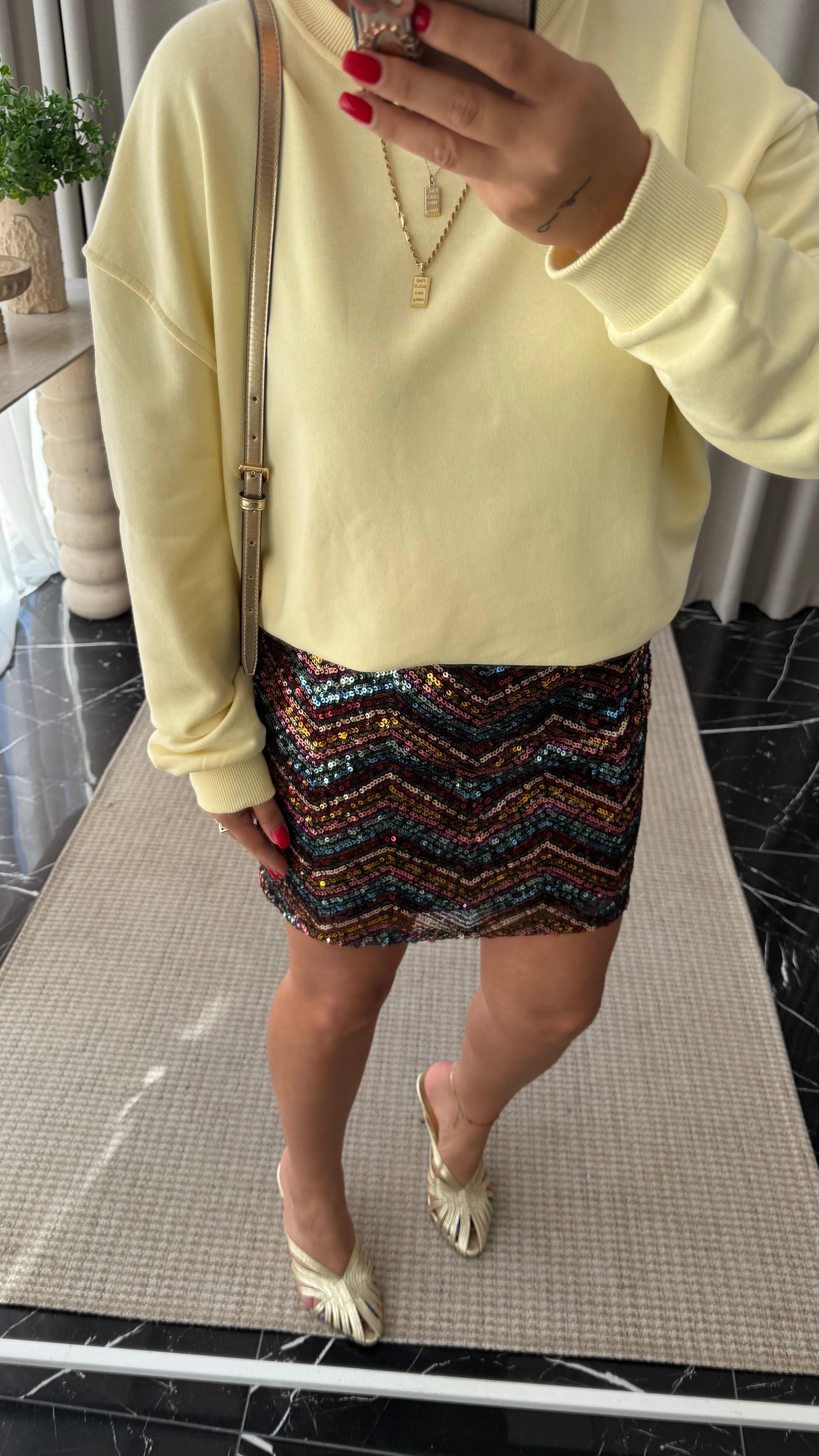 Oversize 2 iplik Sarı Sweat