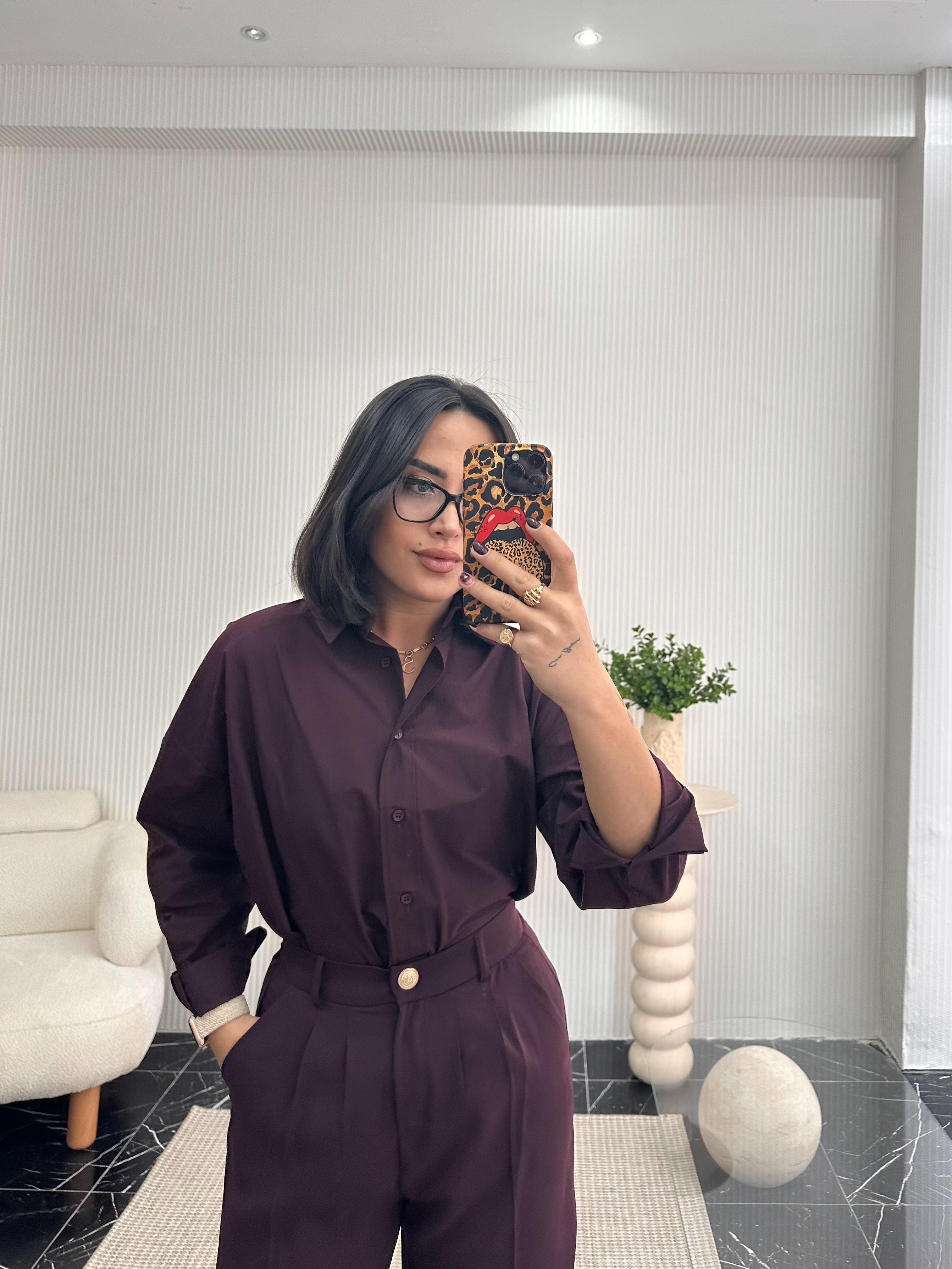 Premium Poplin Bordo Gömlek
