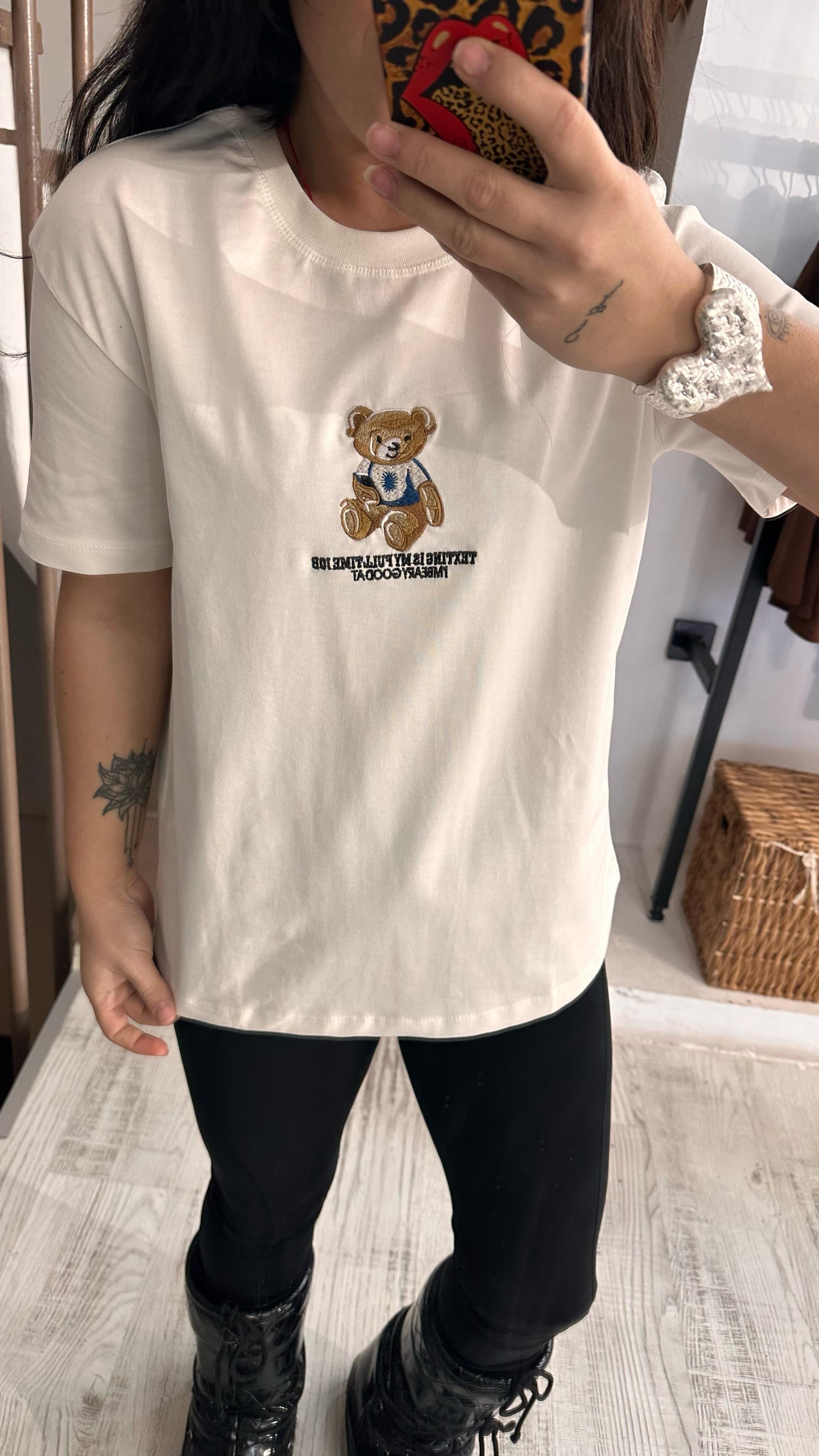 Teddy Pamuklu Tshirt Beyaz