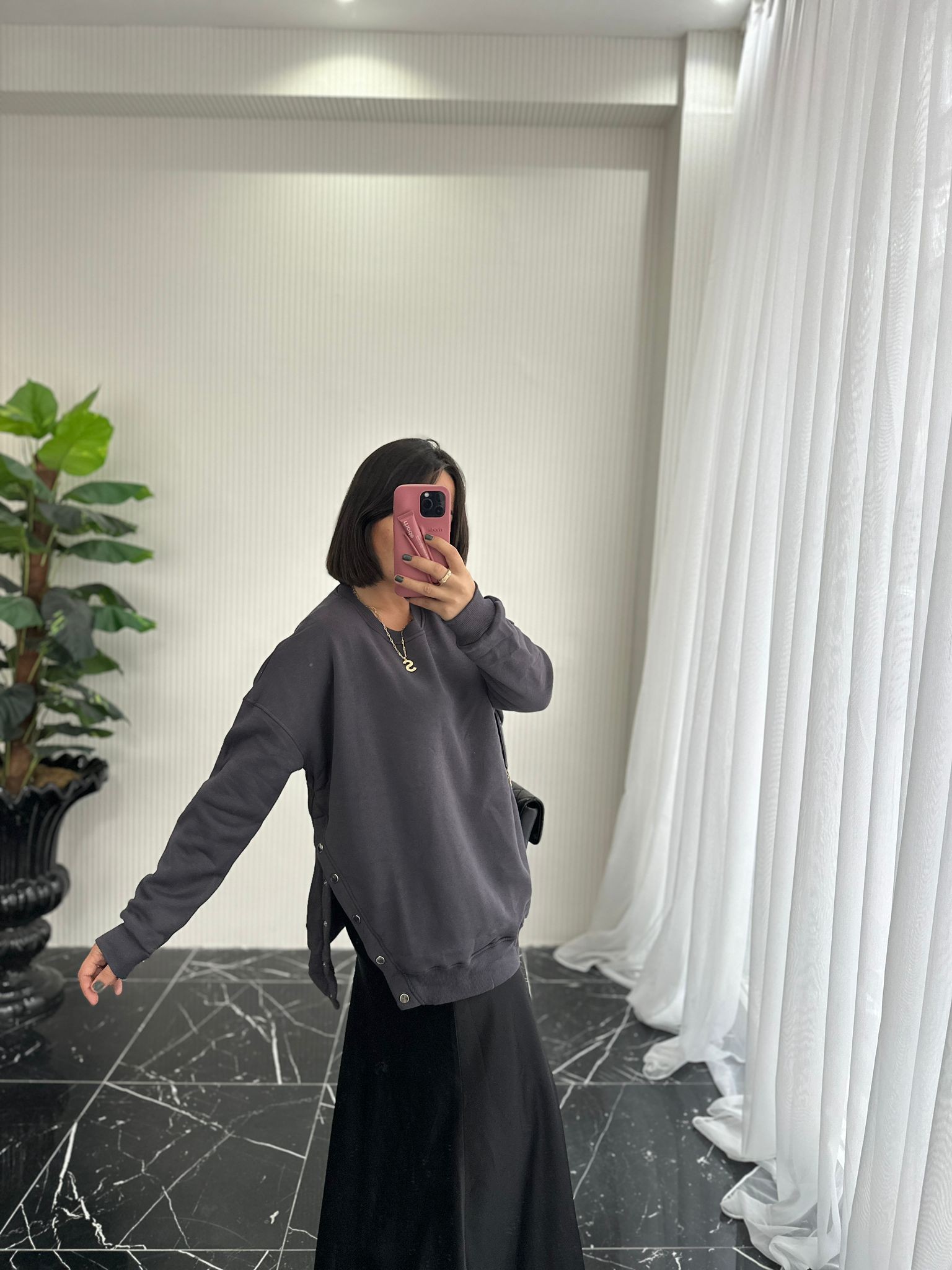 Relax Çıtçıtlı Sweat (antrasit)