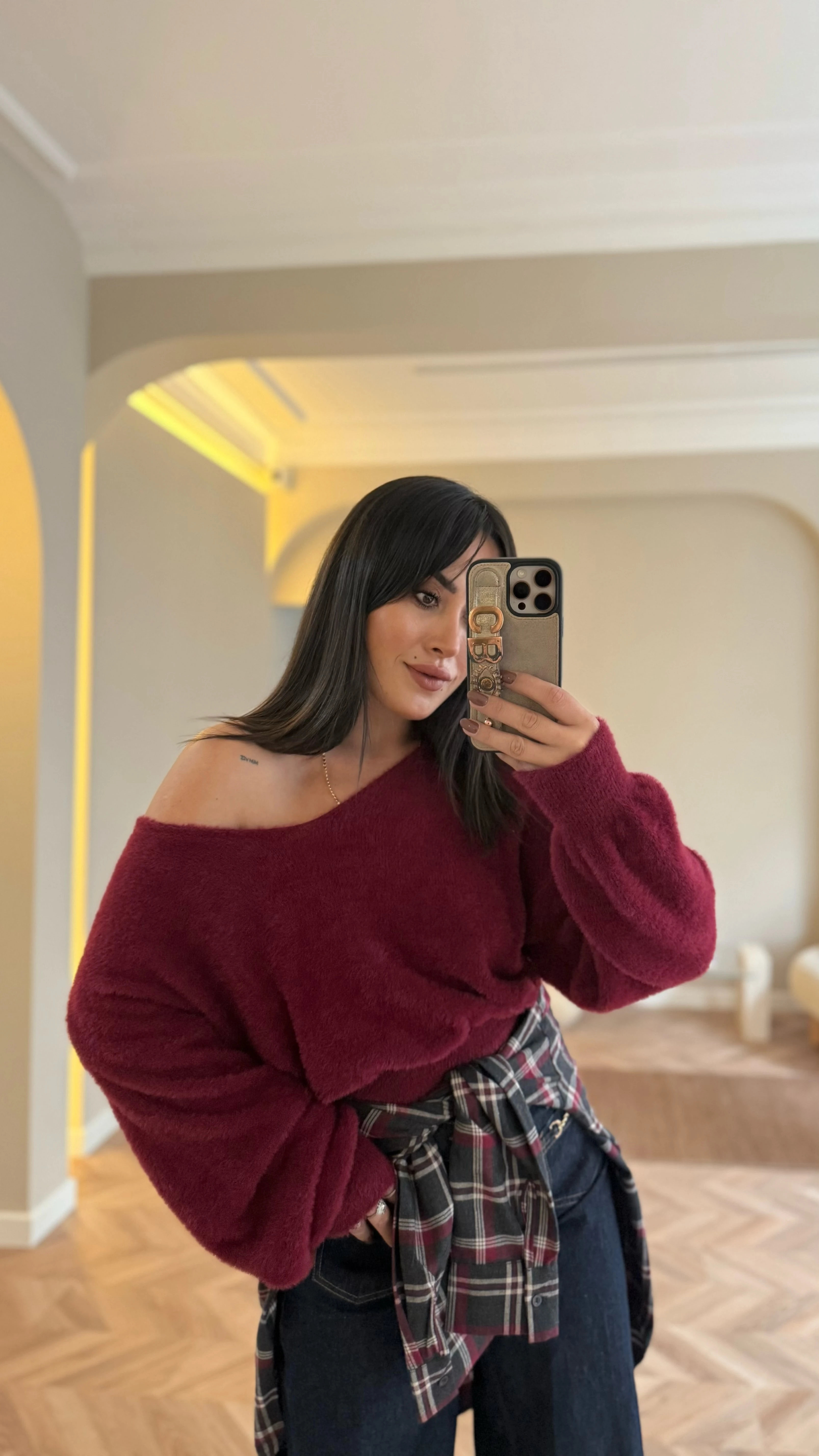 Angora Karışımlı Triko Bordo