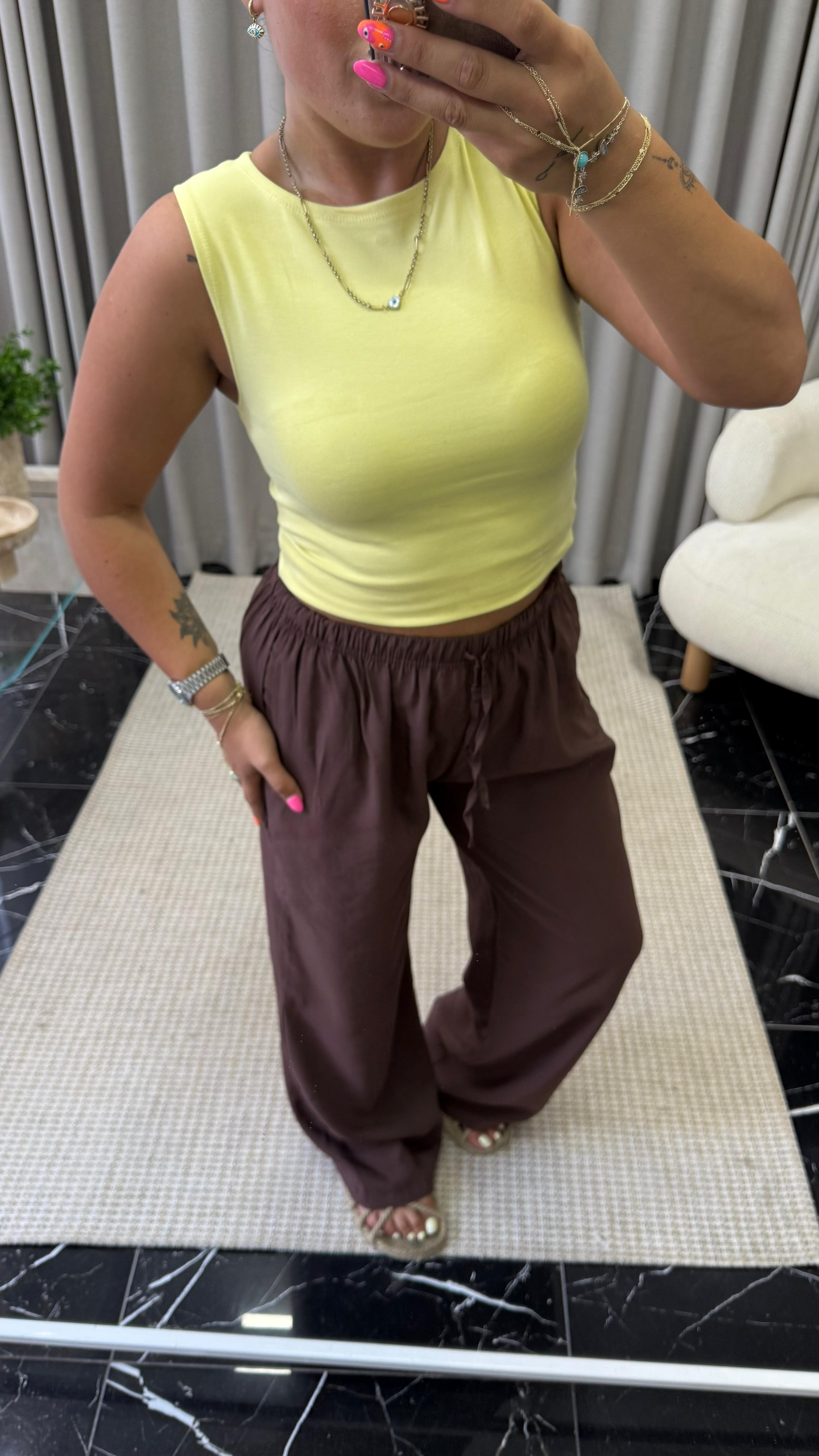 Kahve Tencel Pantolon