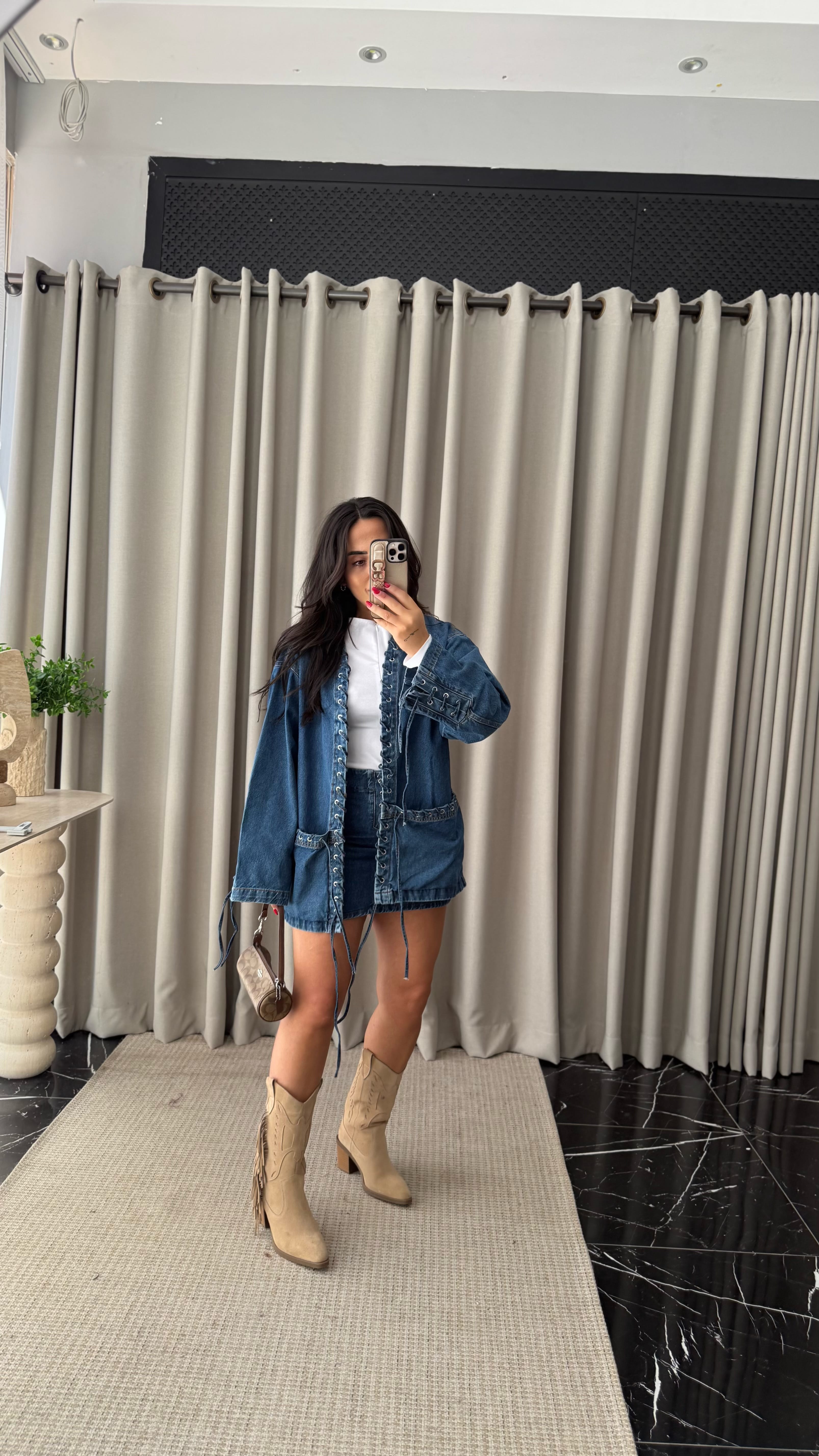 Kuş Gözlü Denim Takım (ÖN SİPARİŞ)