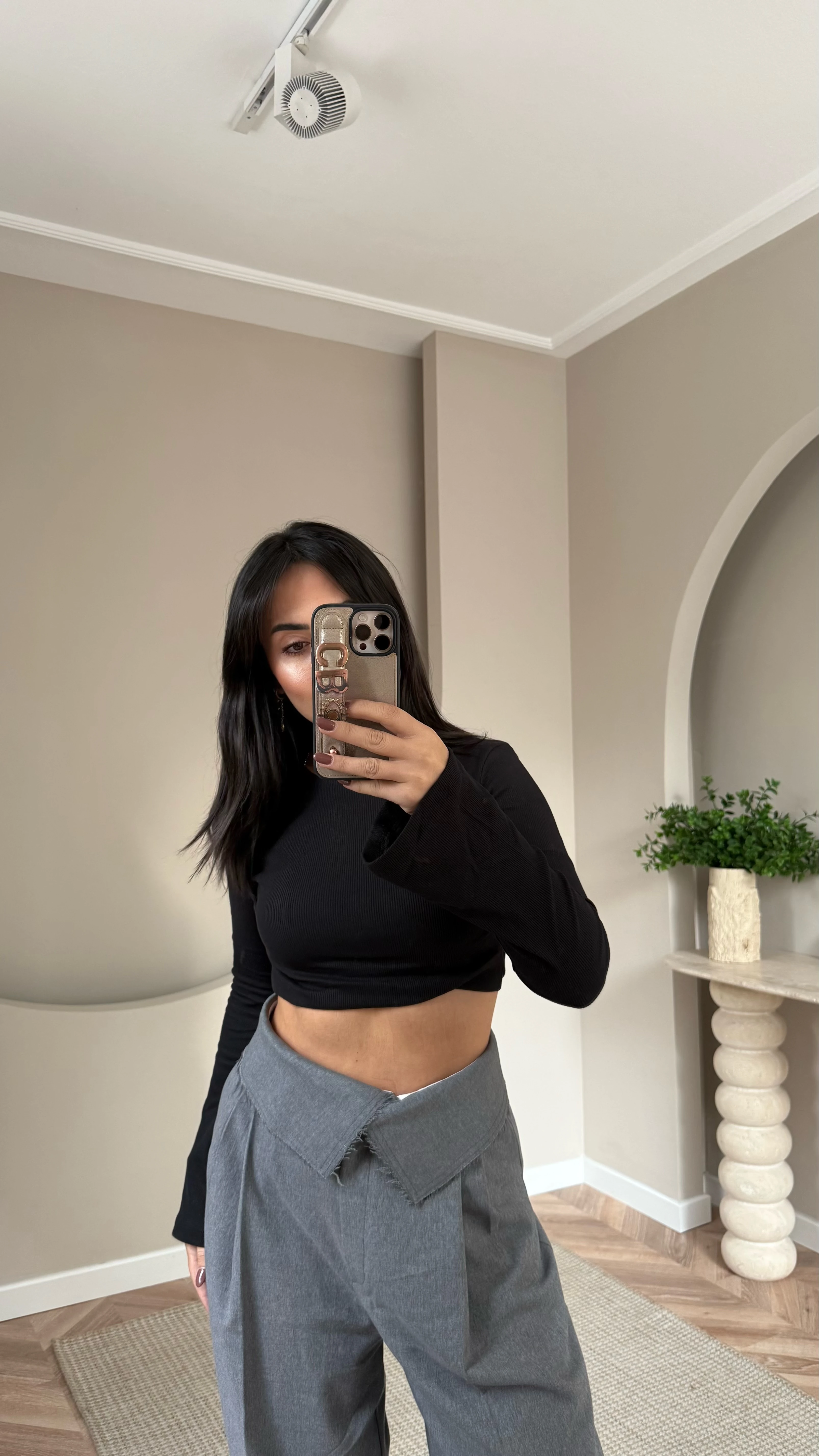 İspanyol Kol Fitilli Bluz Siyah