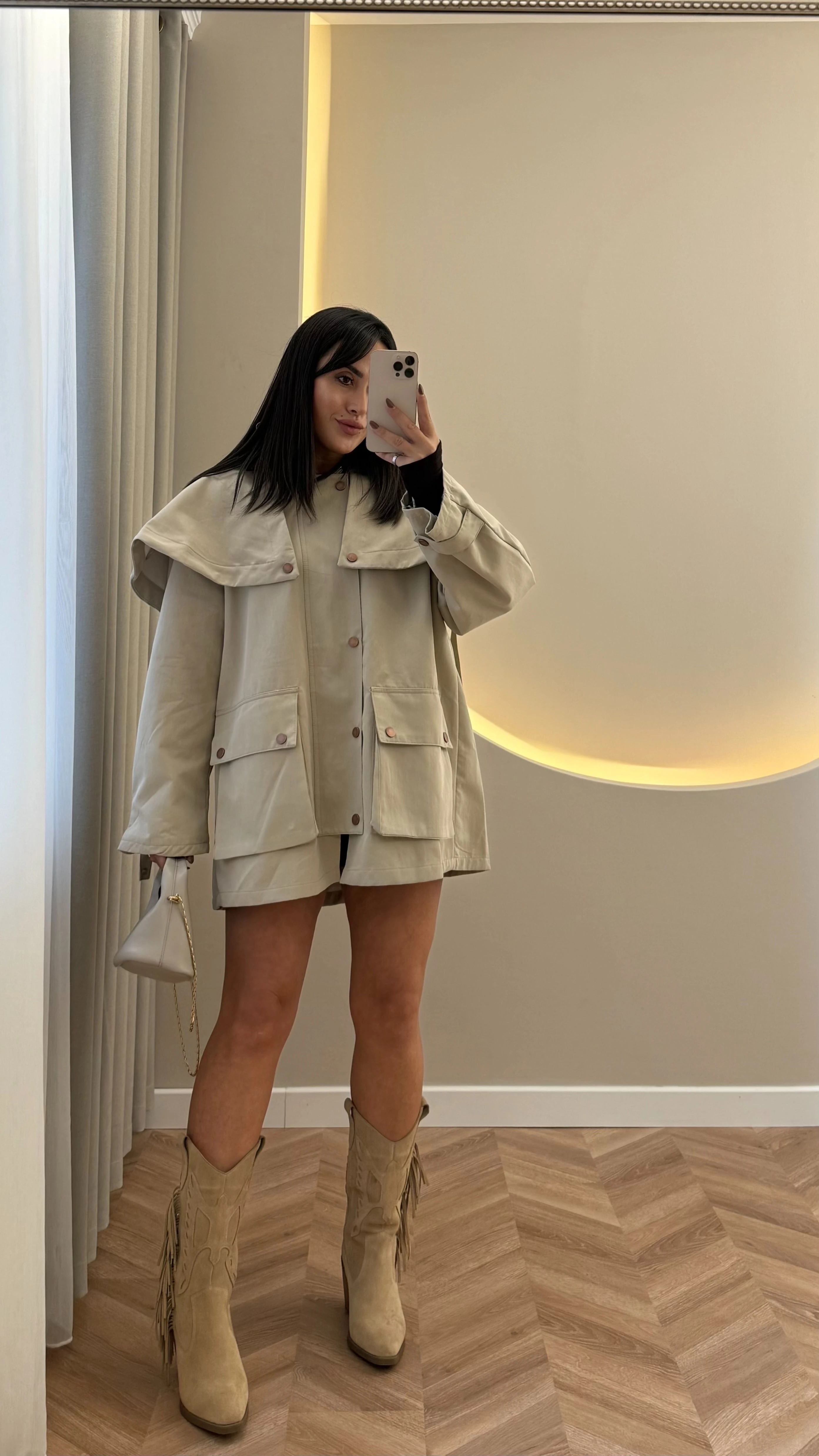 Tasarım Pelerinli Trenç