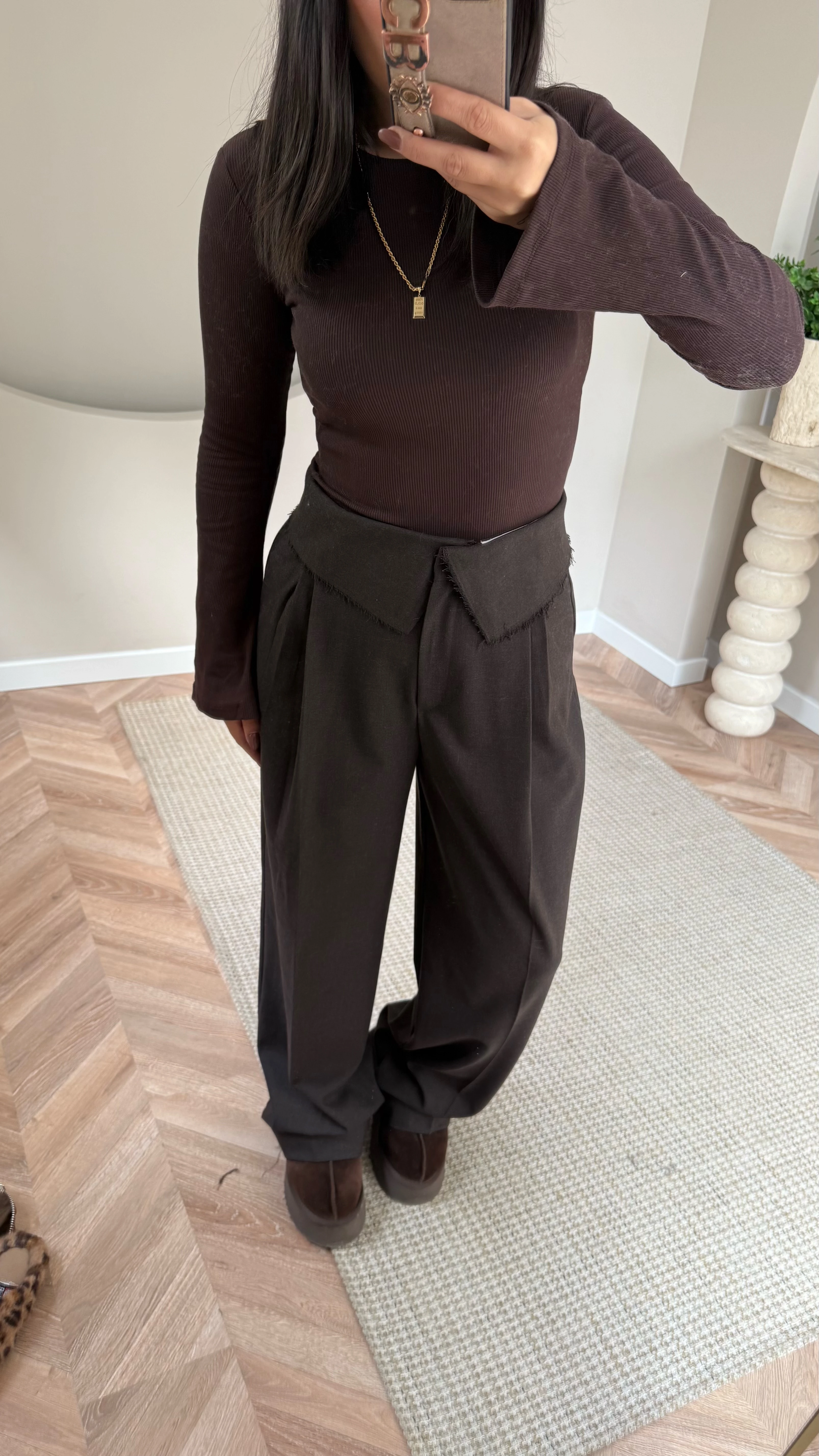 Bel Detaylı Tasarım Palazzo Acı Kahve