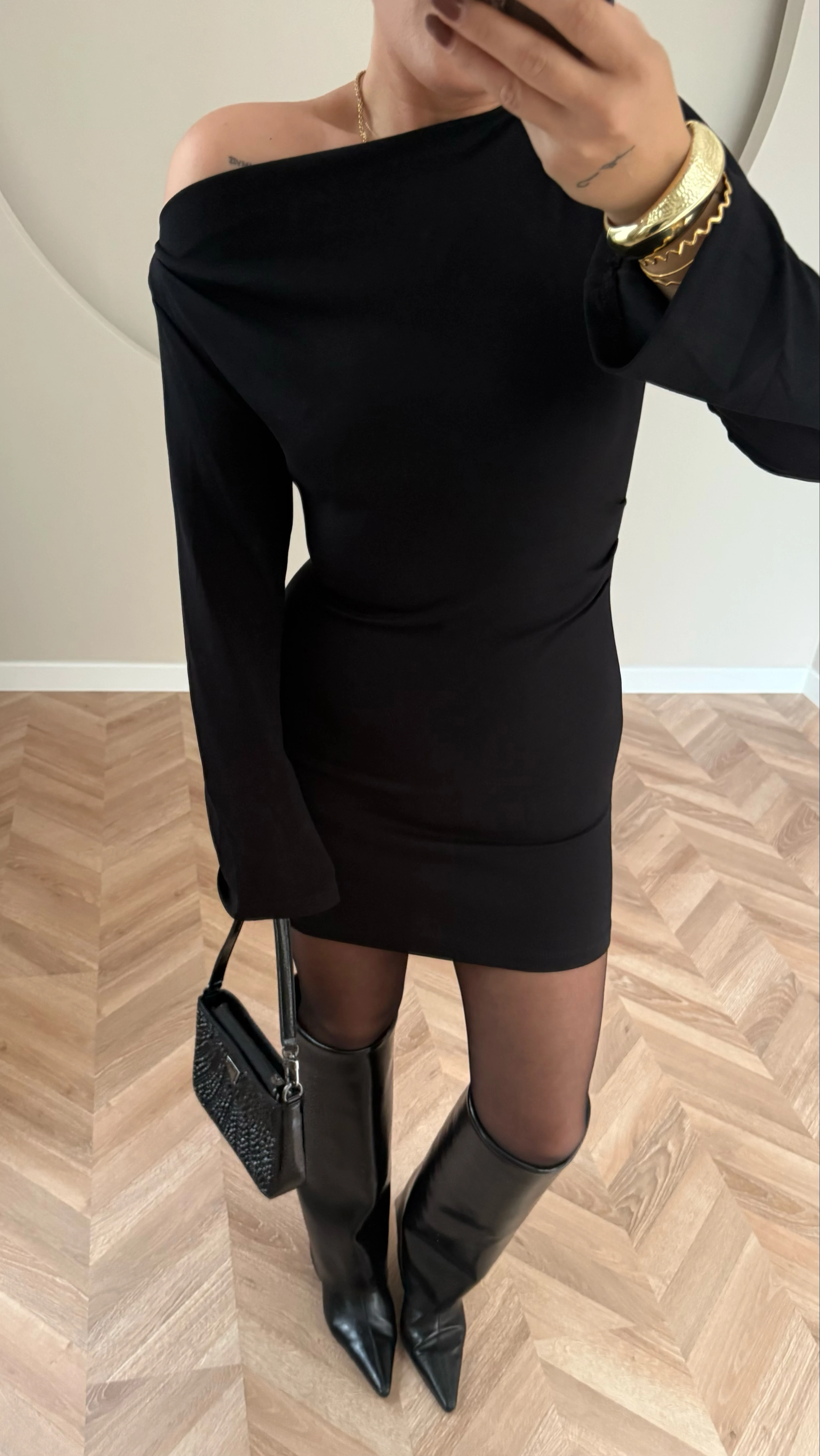 Parçalı Elbise Siyah